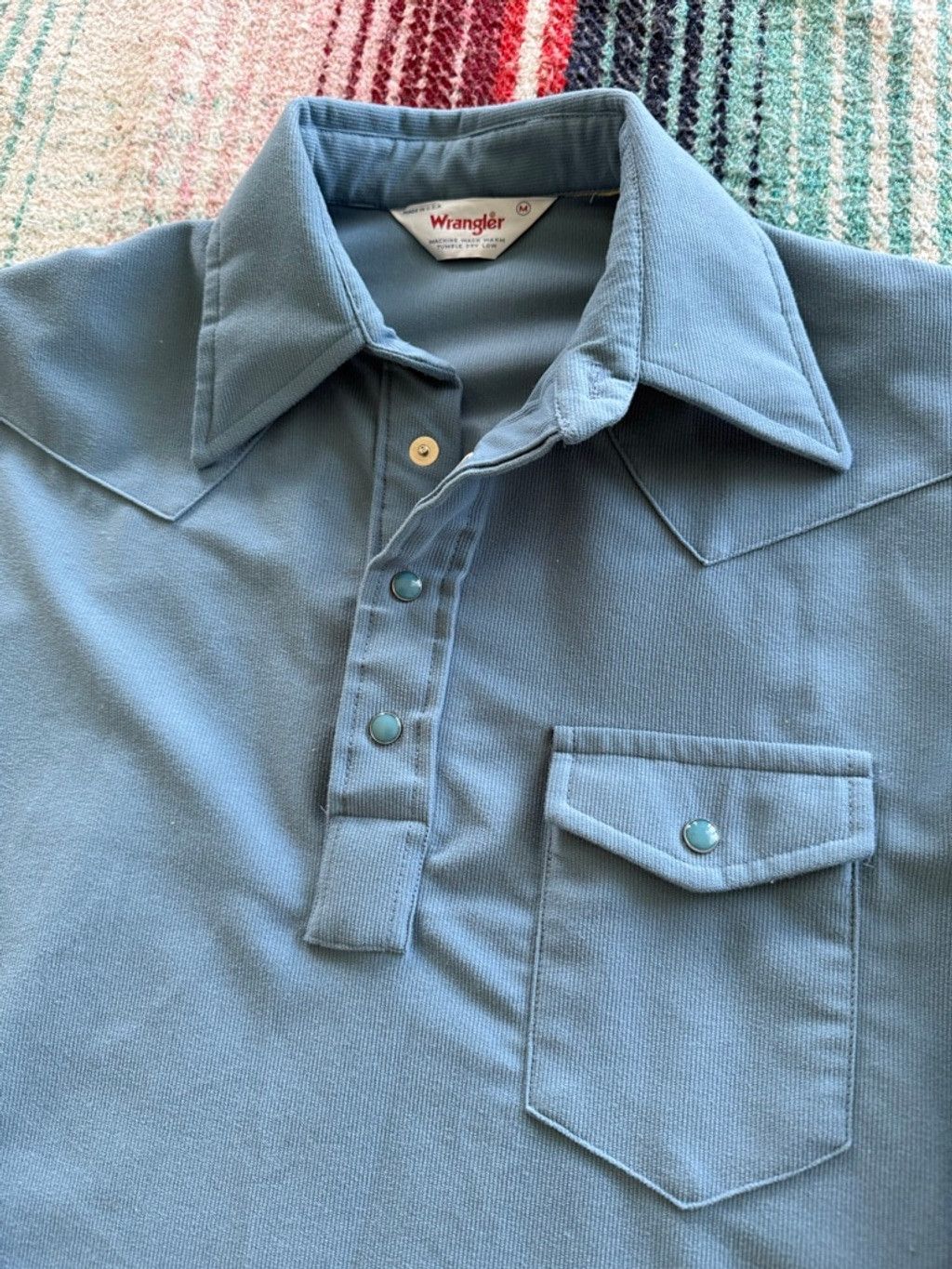 Wrangler 70s Wrangler Blue Pearl Snap Popover Shirt M Size US M / EU 48-50 / 2 - 2 Thumbnail
