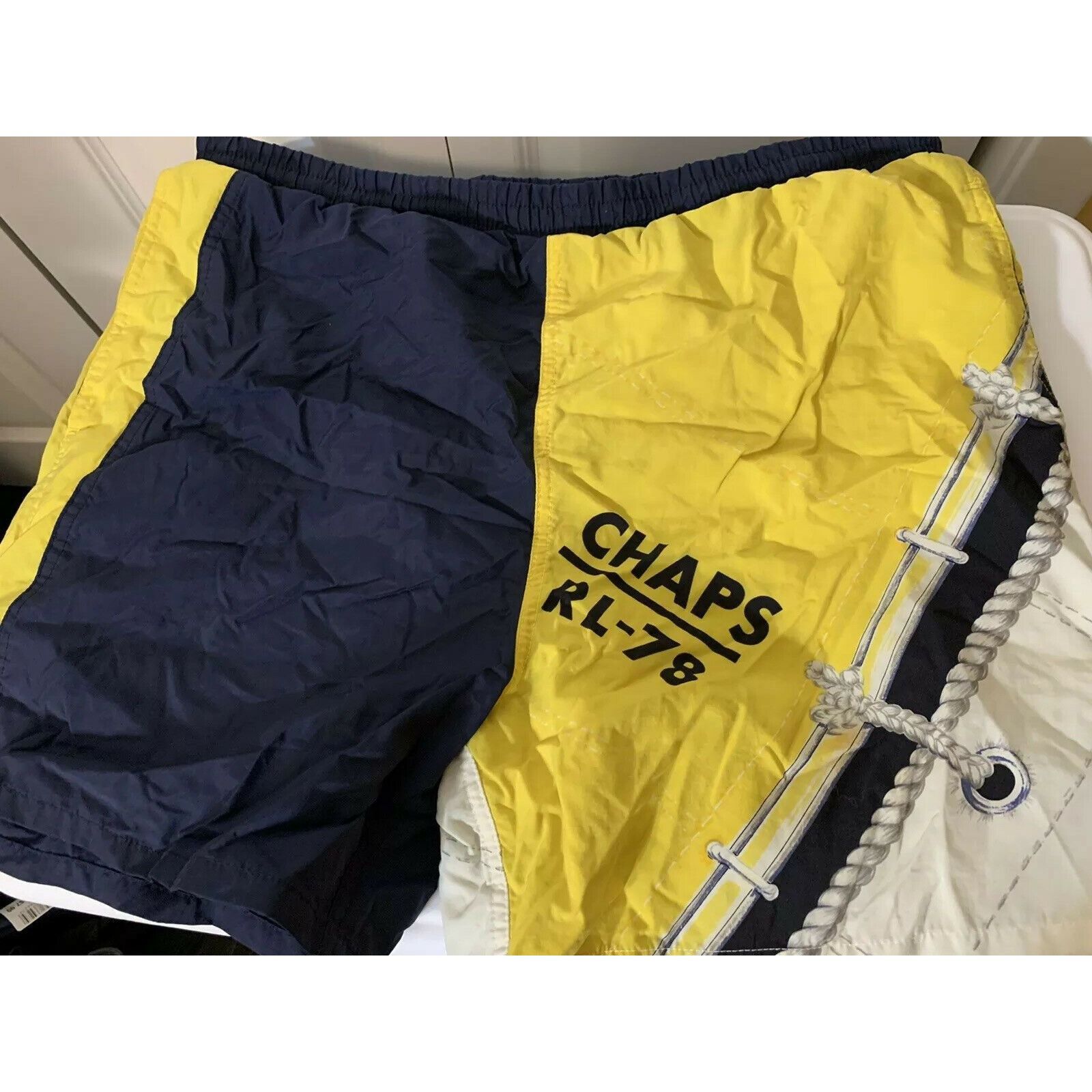Chaps Ralph Lauren Vtg Chaps RL 78 Spell Out Men’s Sz M Swim Suit