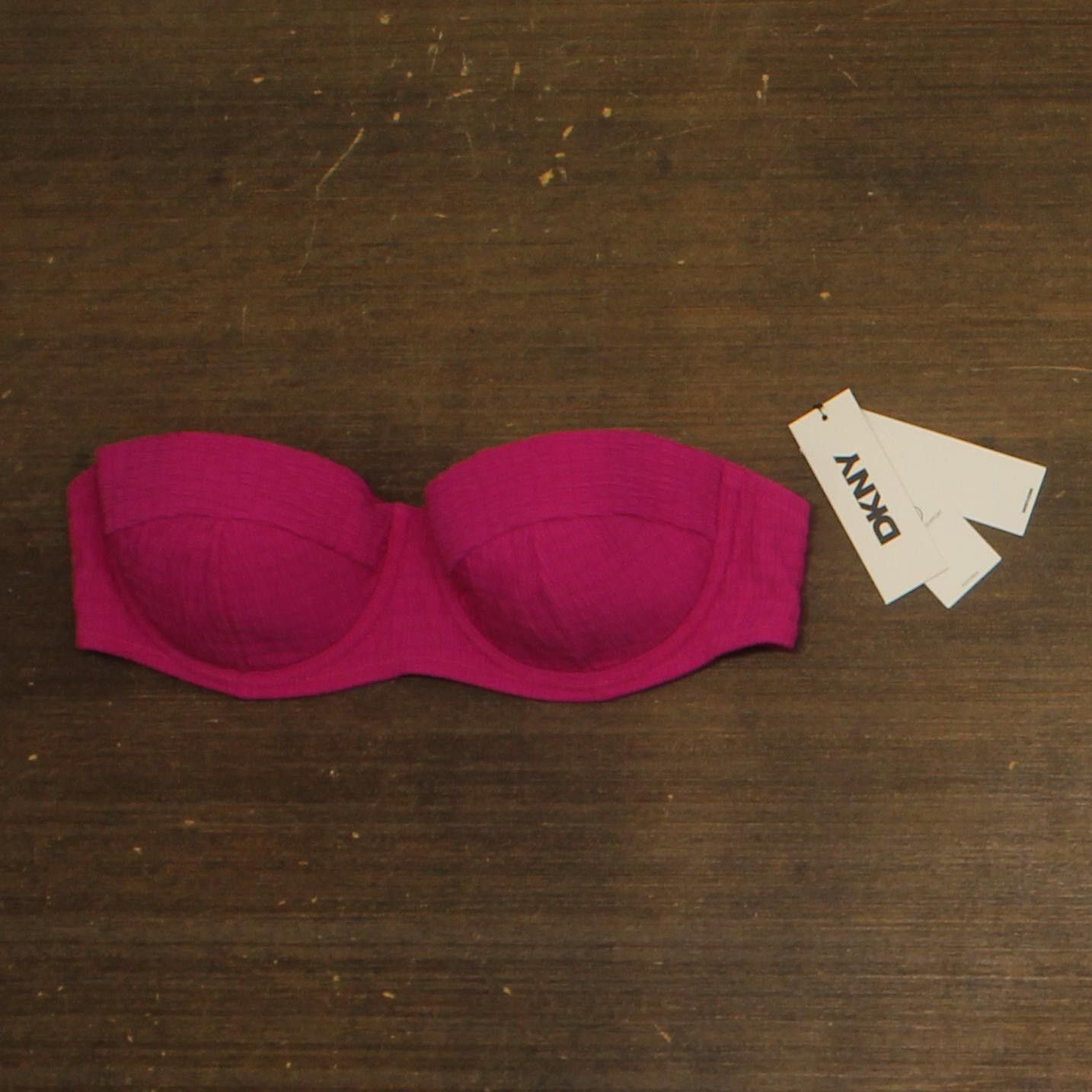New Dkny Molded Bikini Swim Top Dimts470 Wildberry Pink M, Women's