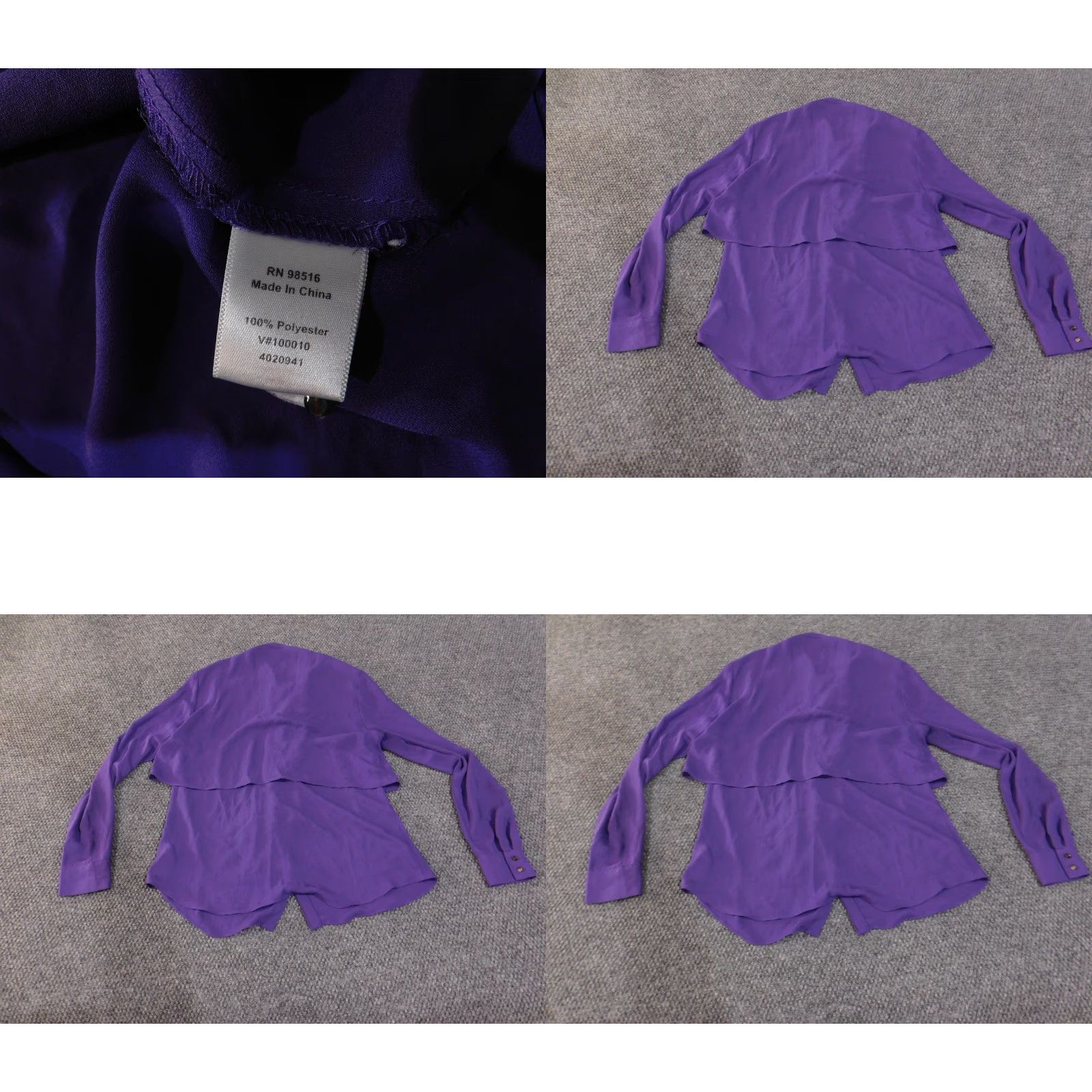 Coldwater Creek VINTAGE Coldwater Creek Blouse Womens Small 8 Purple Tie Neck Ruffle Tiered Long Sleeve Size S / US 4 / IT 40 - 8 Thumbnail