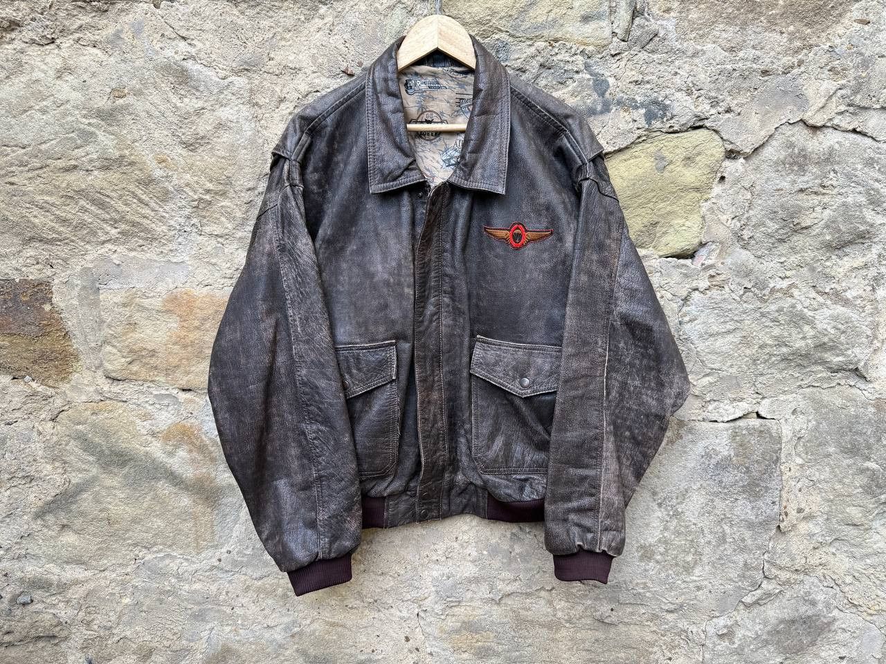 Vintage Vintage 90s Oversized Distressed Leather Bomber Jacket Size US XL / EU 56 / 4 - 1 Thumbnail