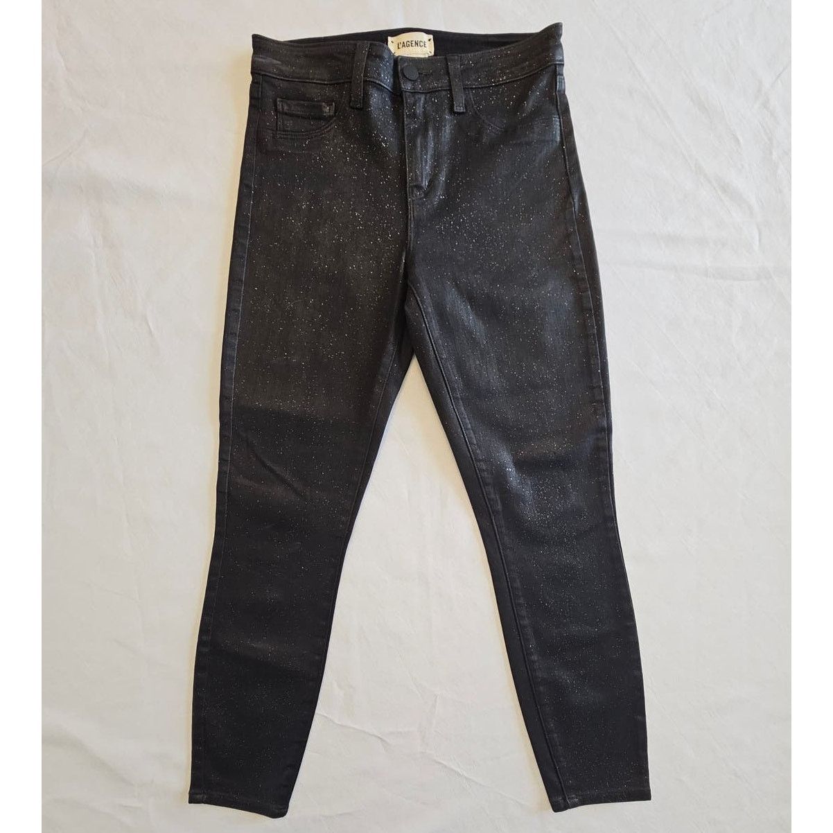 L'AGENCE EUC L'AGENCE Margot High Rise Noir Glitter Skinny Jeans 25 Size 25" / US 0 / IT 36 - 1 Thumbnail