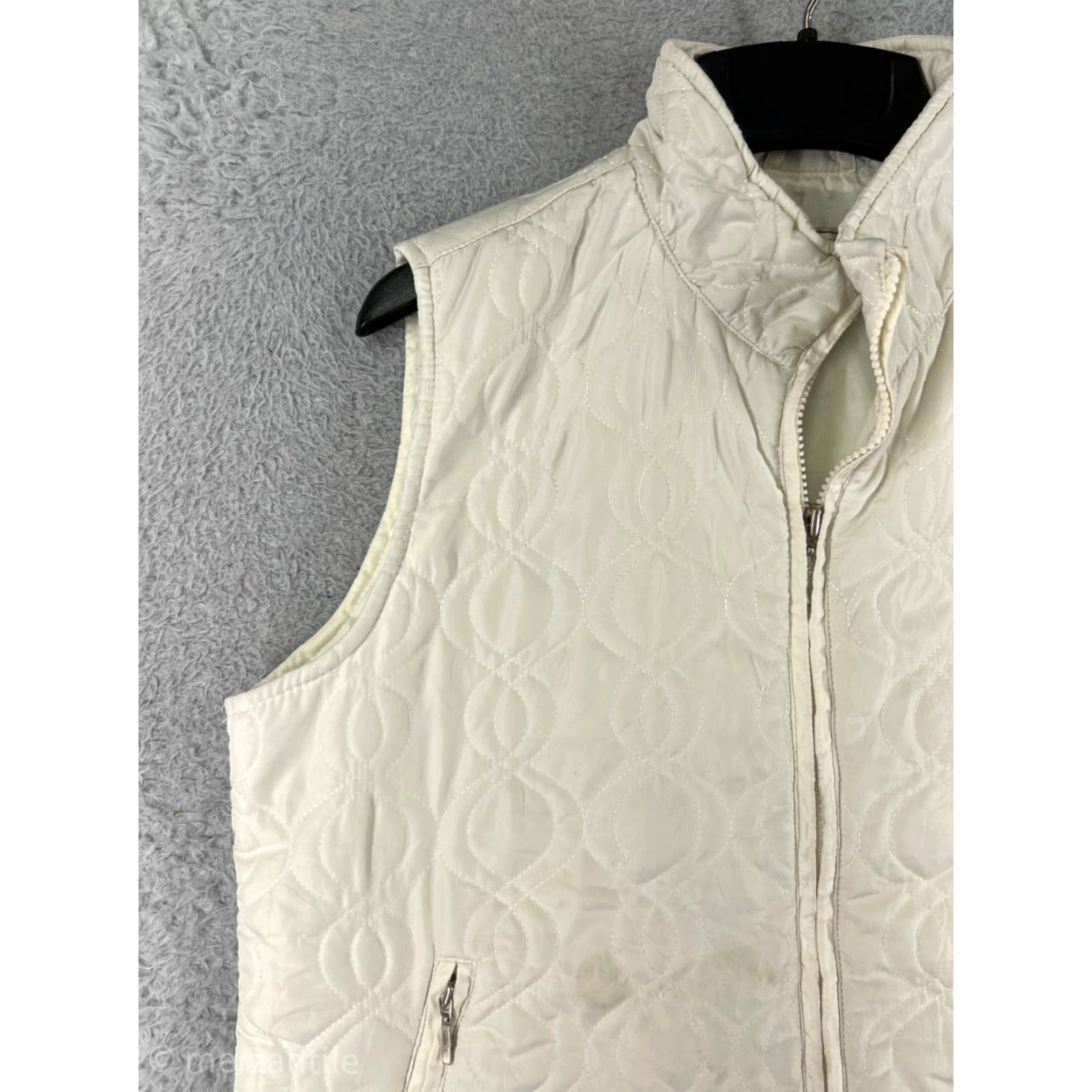 Northern Reflections Northern Reflections Vest Womens Medium Ivory Full Zip Polyester Quilted Pockets Size M / US 6-8 / IT 42-44 - 3 Thumbnail