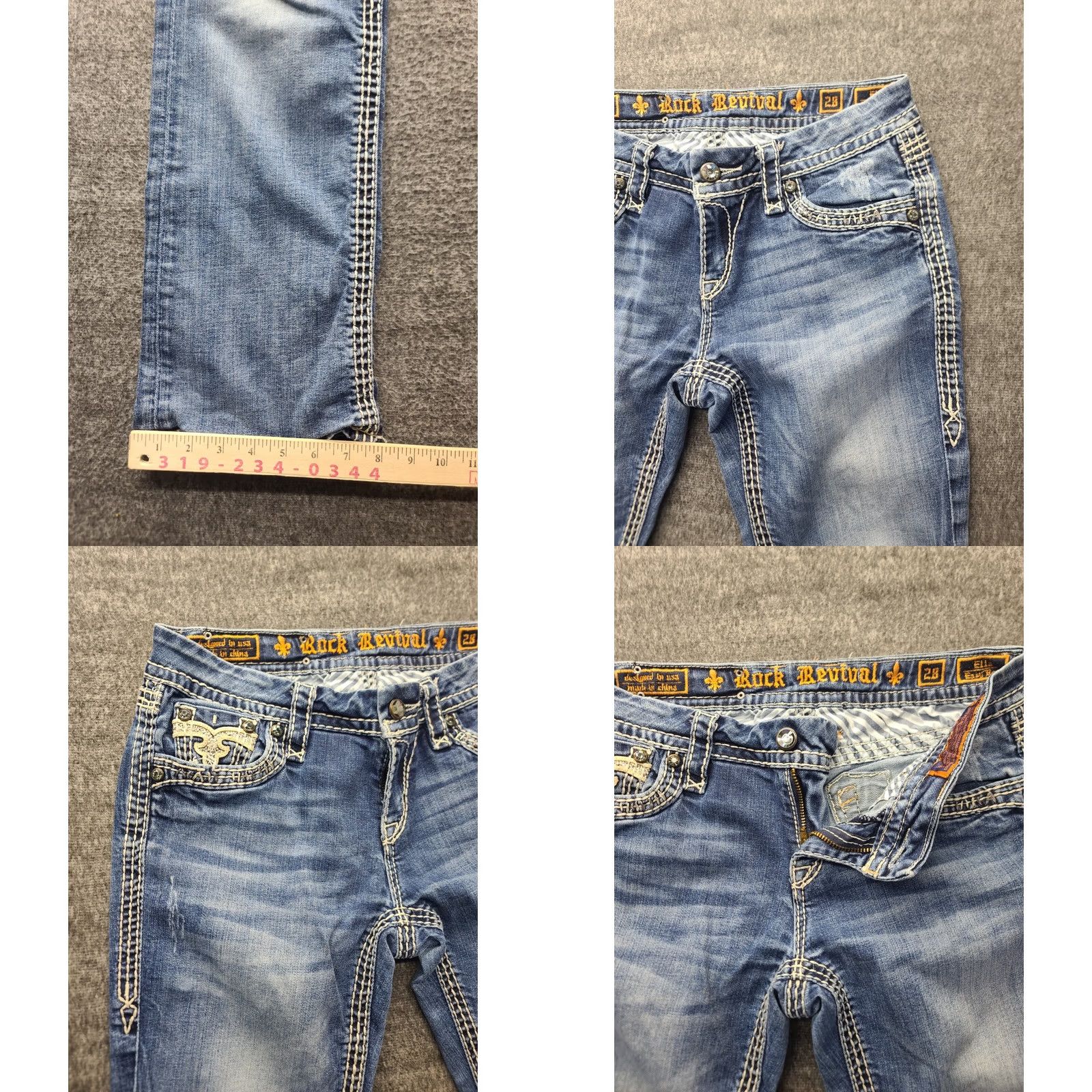Vintage Rock Revival Jeans Womens 28x29 Ella Regular Fit Easy Bootcut Mid Rise Stretch Denim Blue 5-Pocket Designer Western Y2K Womens Size 28" / US 6 / IT 42 - 8 Thumbnail