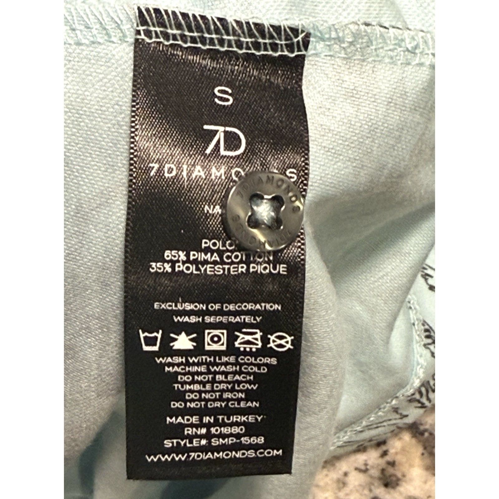 Vintage VINTAGE 7 Diamonds Men's Polo Shirt Short Sleeve Cotton Blend Floral Pattern Spring Summer Medium Mint Performance Size US S / EU 44-46 / 1 - 7 Thumbnail
