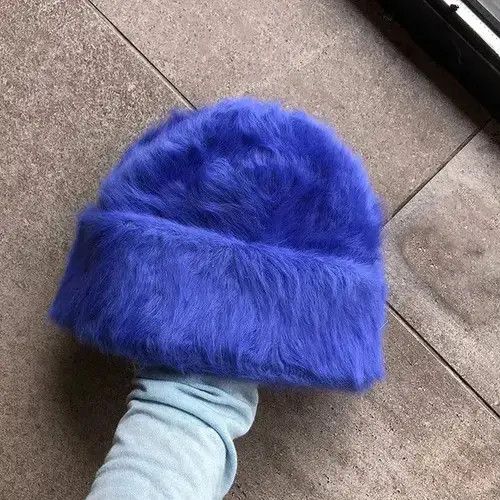 Other Fluffy Knitted Rabbit Fur Beanie Size ONE SIZE - 2 Thumbnail