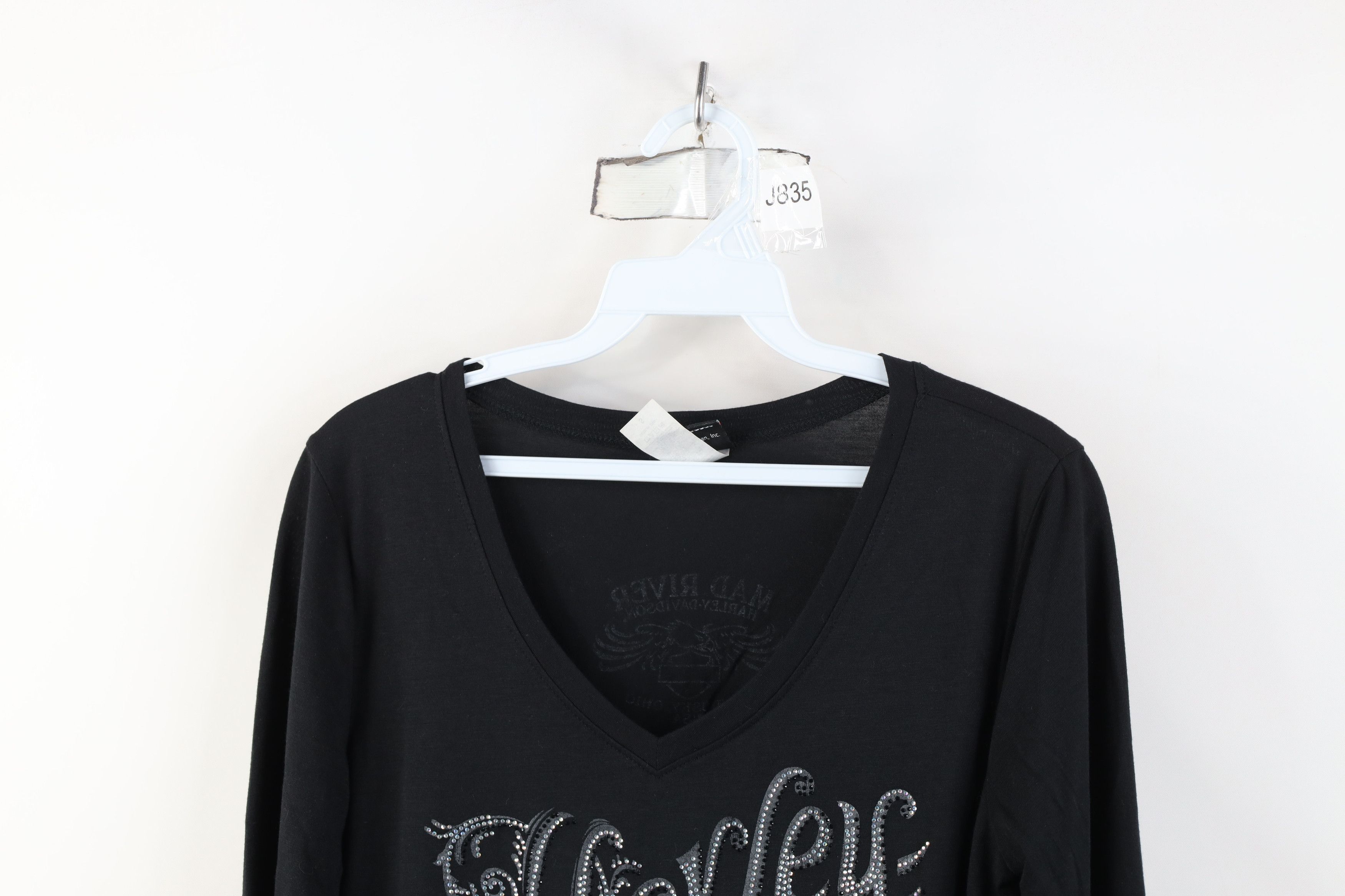 Harley Davidson Y2K Harley Davidson Sequin Knit Raglan T-Shirt Black Size S / US 4 / IT 40 - 2 Thumbnail