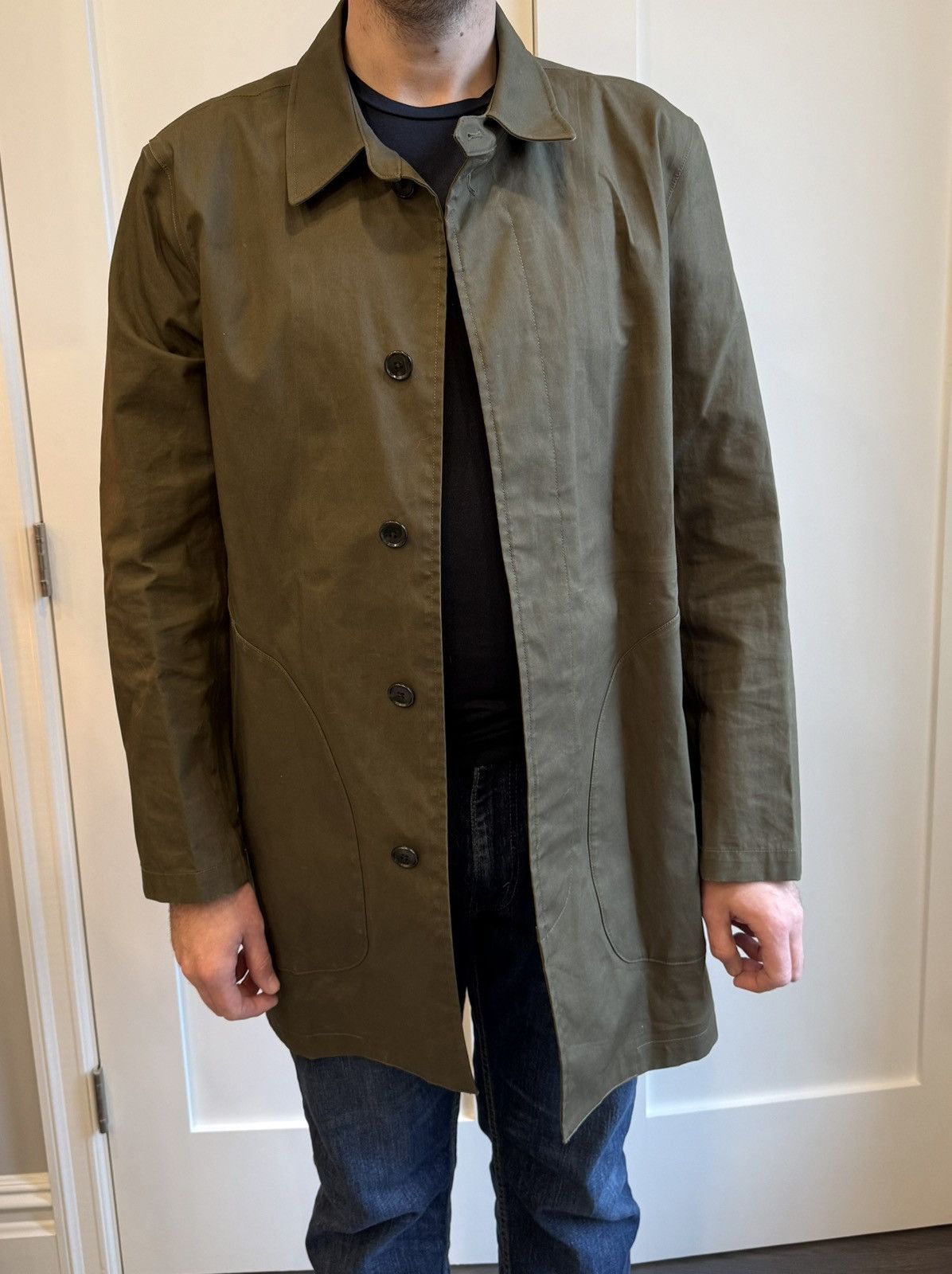 Club Monaco Green Trench (Waxy/Stiff Cotton) Size US L / EU 52-54 / 3 - 2 Thumbnail