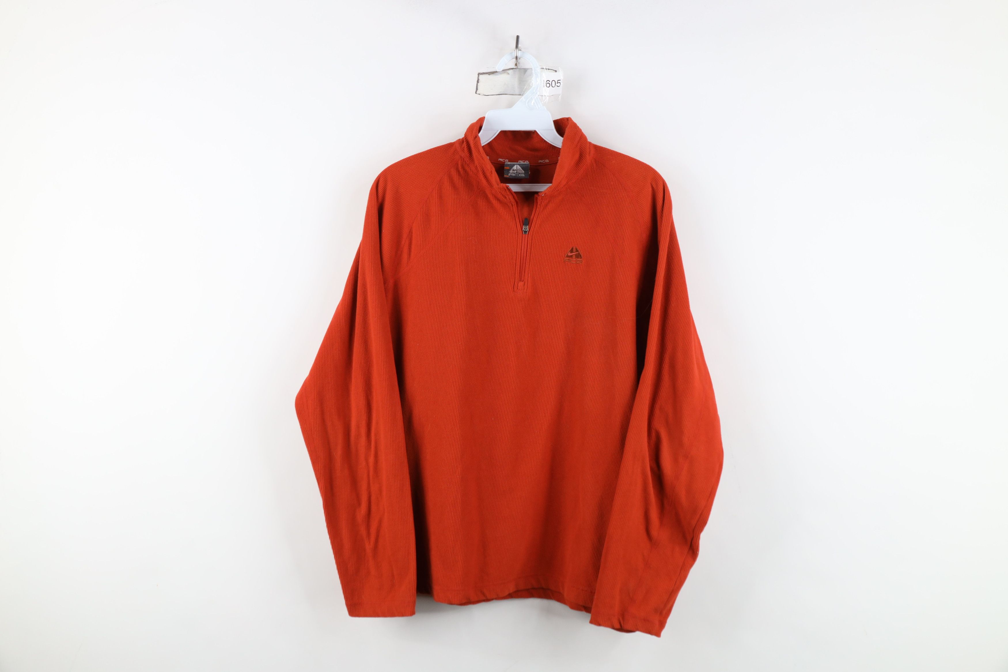 Nike Vintage Nike ACG Mini Swoosh Thermal Fleece Sweater Orange Size US S / EU 44-46 / 1 - 1 Thumbnail