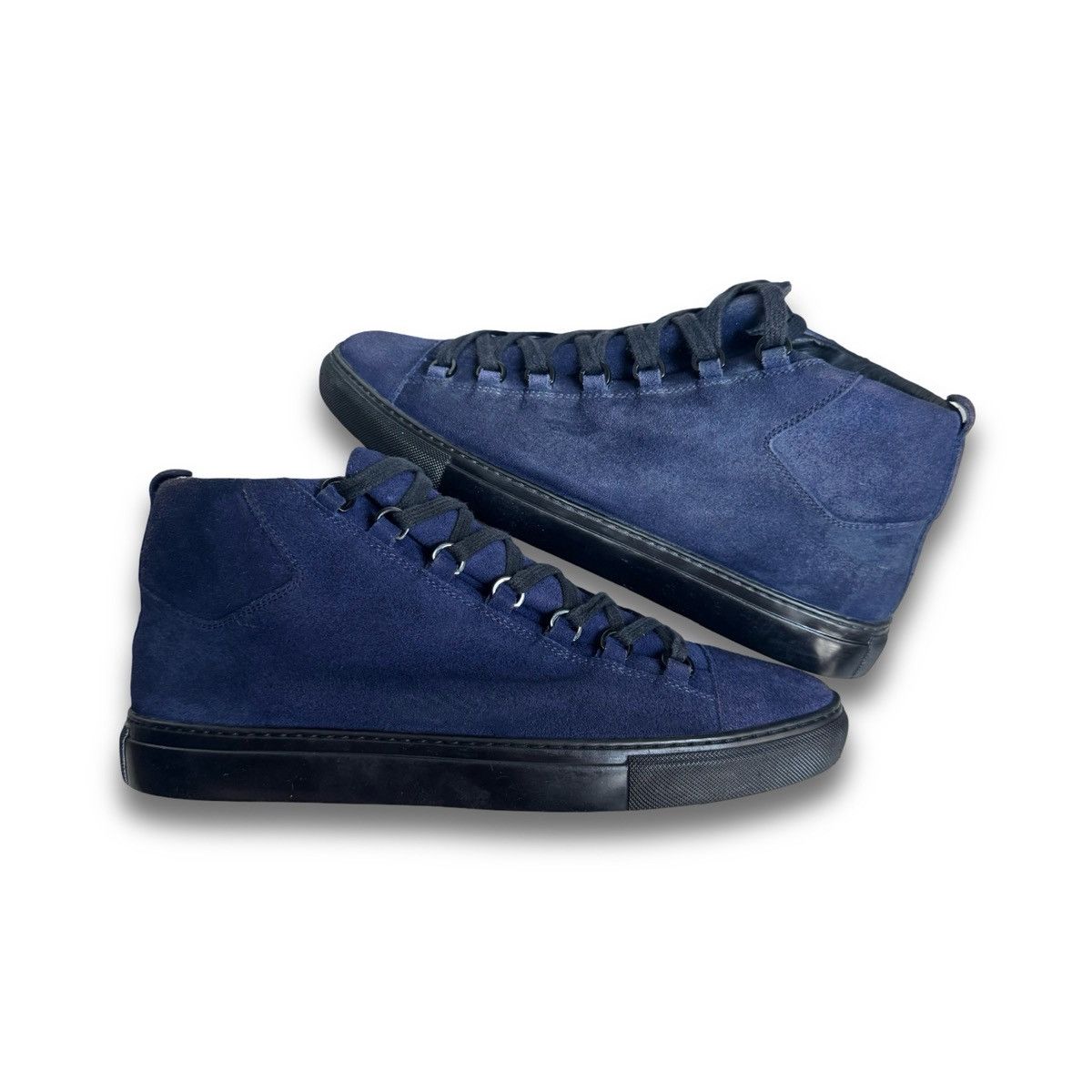 Balenciaga balenciaga dark blue suede arena hightops Size US 12 / EU 45 - 1 Thumbnail