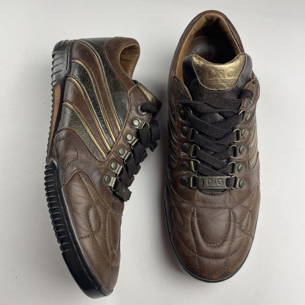 Dolce & Gabbana Y2K DOLCE & GABBANA Sneakers Shoes Brown Leather Sz 8 EUR 41 Size US 8 / EU 41 - 1 Thumbnail