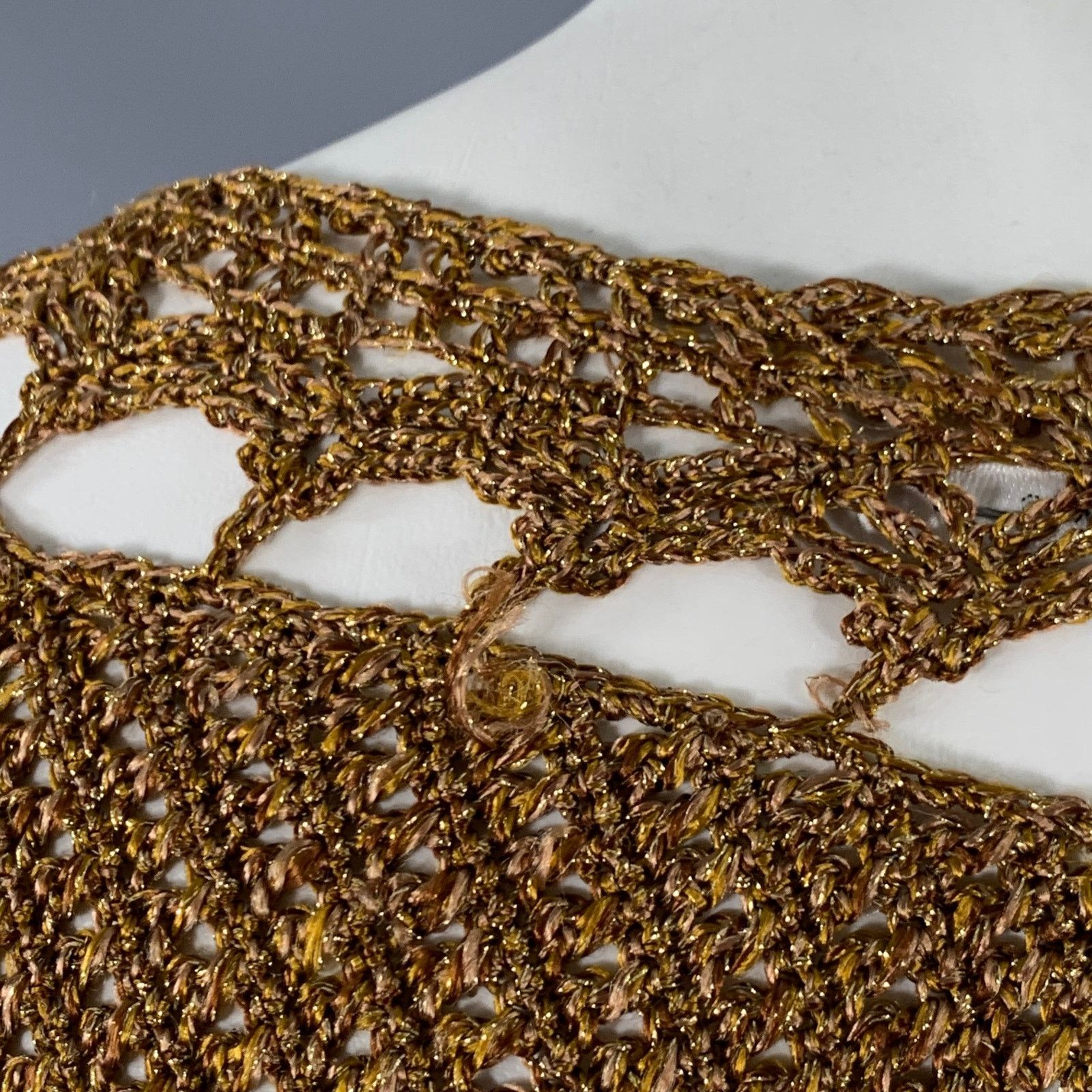 Diane von Furstenberg DIANE VON FURSTENBERG M Gold Acetate Blend Crochet Dress Size M / US 6-8 / IT 42-44 - 5 Thumbnail