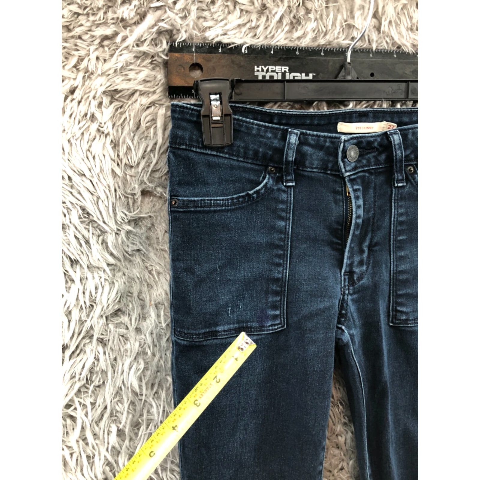 Levi's Levi's 711 Skinny Jeans Womens Size 27 Dark Wash Blue Flaw - 5-Pocket Denim Regular Rise Low Inseam 30" Size 27" / US 4 / IT 40 - 5 Thumbnail
