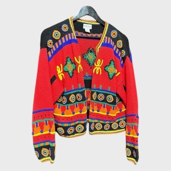 Vintage Vintage hand knit vintage cardigan by Abini medium chunky we Size M / US 6-8 / IT 42-44 - 1 Thumbnail