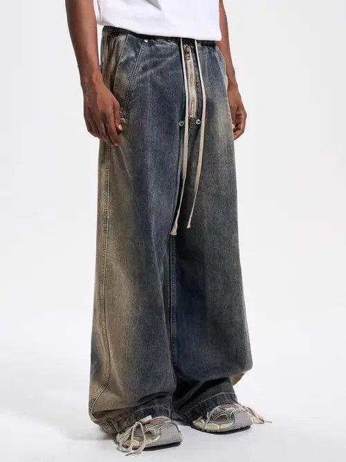 VIBE High street style zipper gradient washed baggy jeans Size US 34 / EU 50 - 8 Thumbnail
