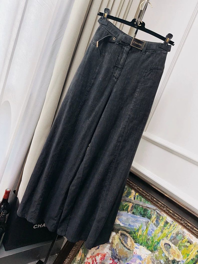 Chanel Chanel 23S show popular blue and gray shiny wide-leg jeans Size 24" / US 00 / IT 34 - 7 Thumbnail