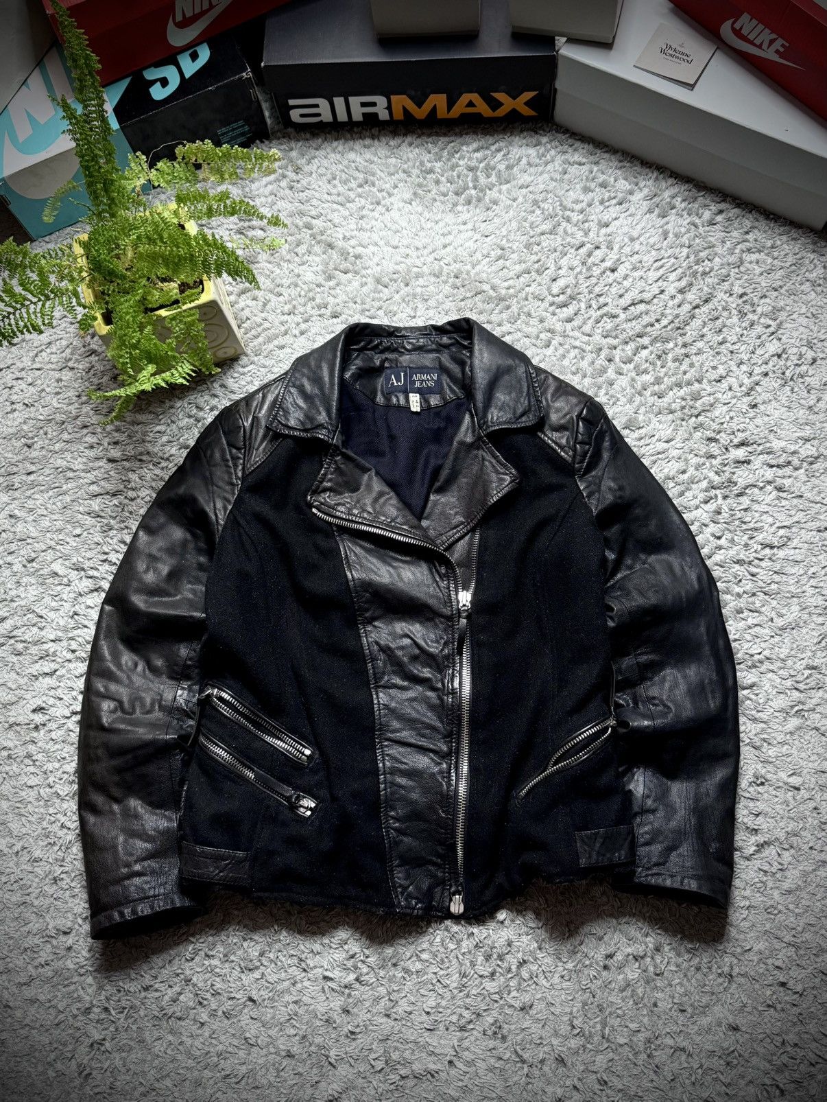 Emporio Armani 00s Emporio Armani Leather Jacket Rare Luxury Vintage Size L / US 10 / IT 46 - 3 Thumbnail