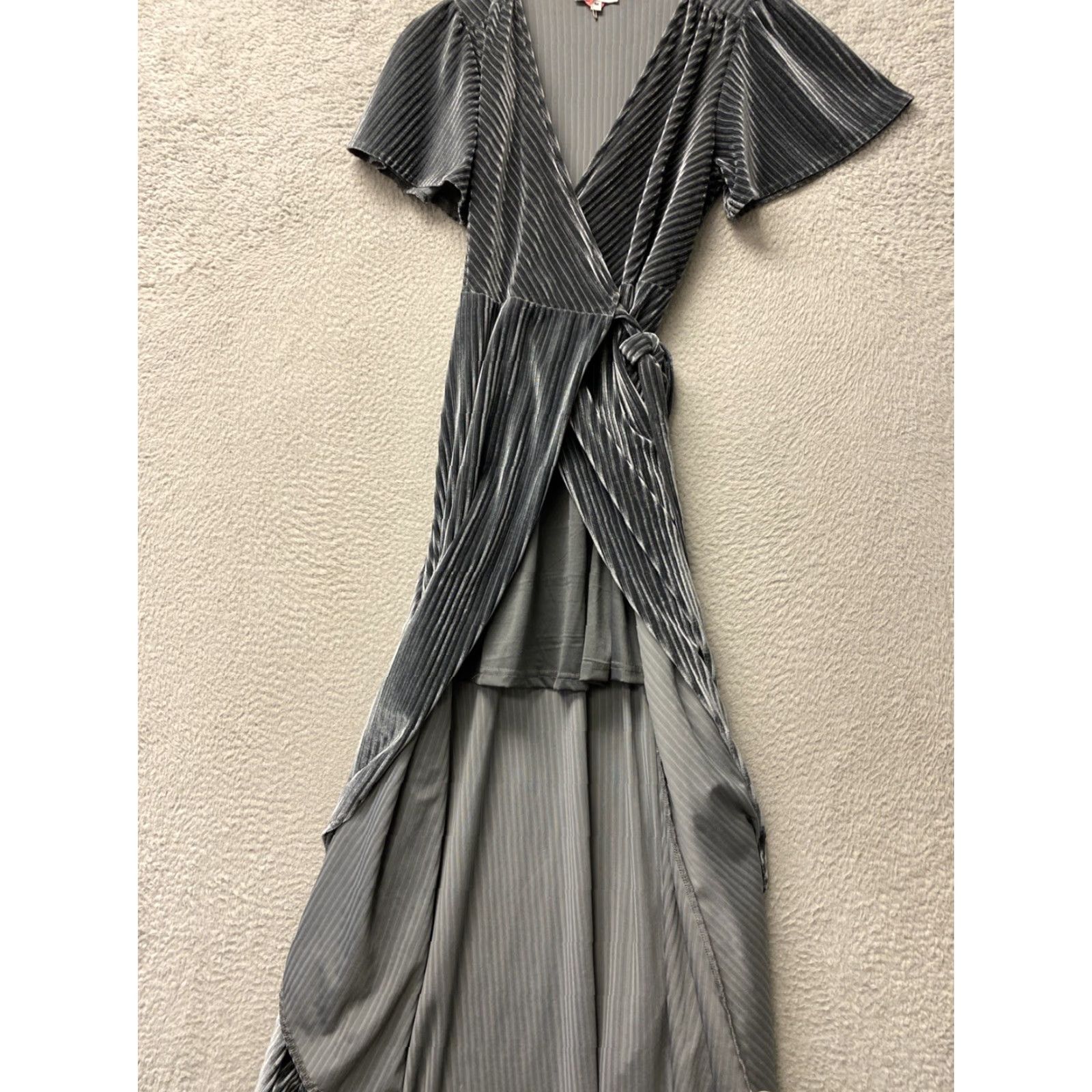 Born VINTAGE Baltic Born Andi Ribbed Velvet Maxi Wrap Dress Gray M /0252 Size M / US 6-8 / IT 42-44 - 7 Thumbnail