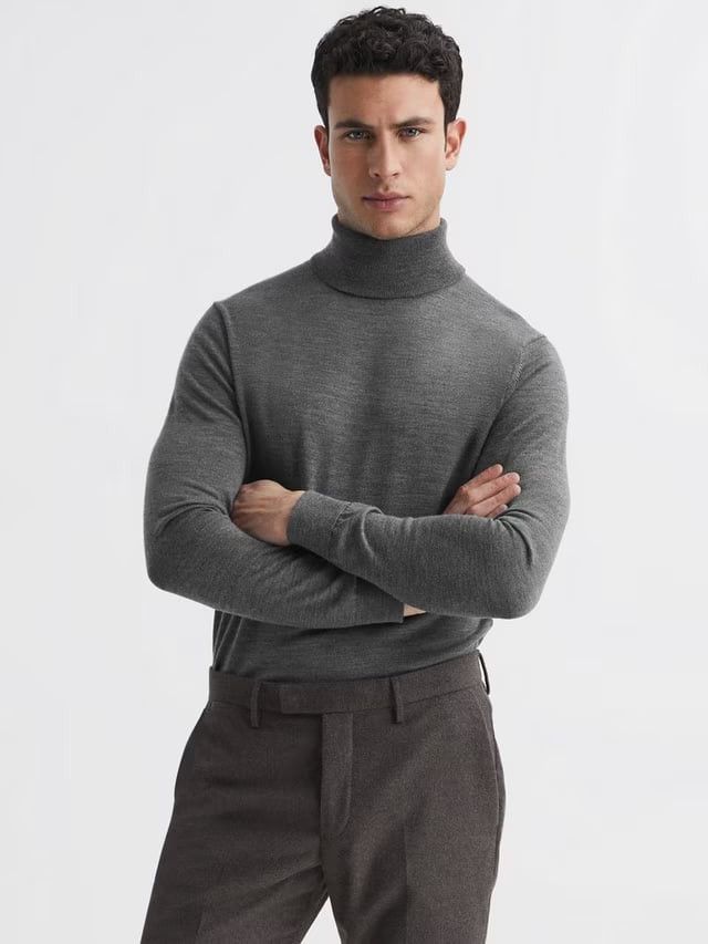 Reiss Reiss merino wool light gray Roll Neck knit Jumper Sweater Size US L / EU 52-54 / 3 - 2 Thumbnail