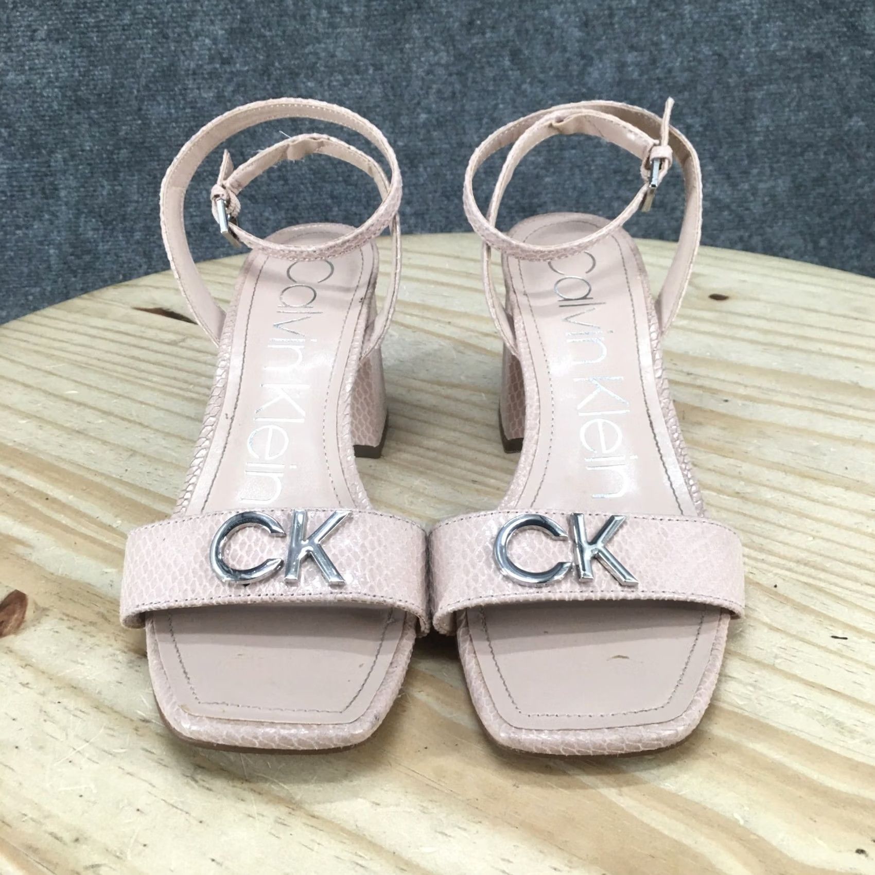 Calvin Klein Calvin Klein Collection Heels Womens 8.5 M Chemina Ankle Straps Buckle Pink Faux Leather Size US 9 / IT 39 - 6 Thumbnail
