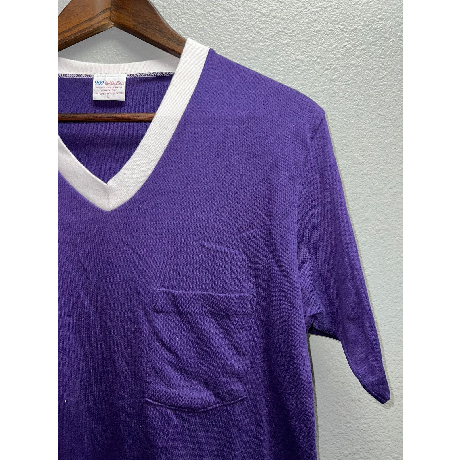 Vintage 90s Vintage 909 Collection Purple White Blank Shirt VTG L Size US L / EU 52-54 / 3 - 3 Thumbnail