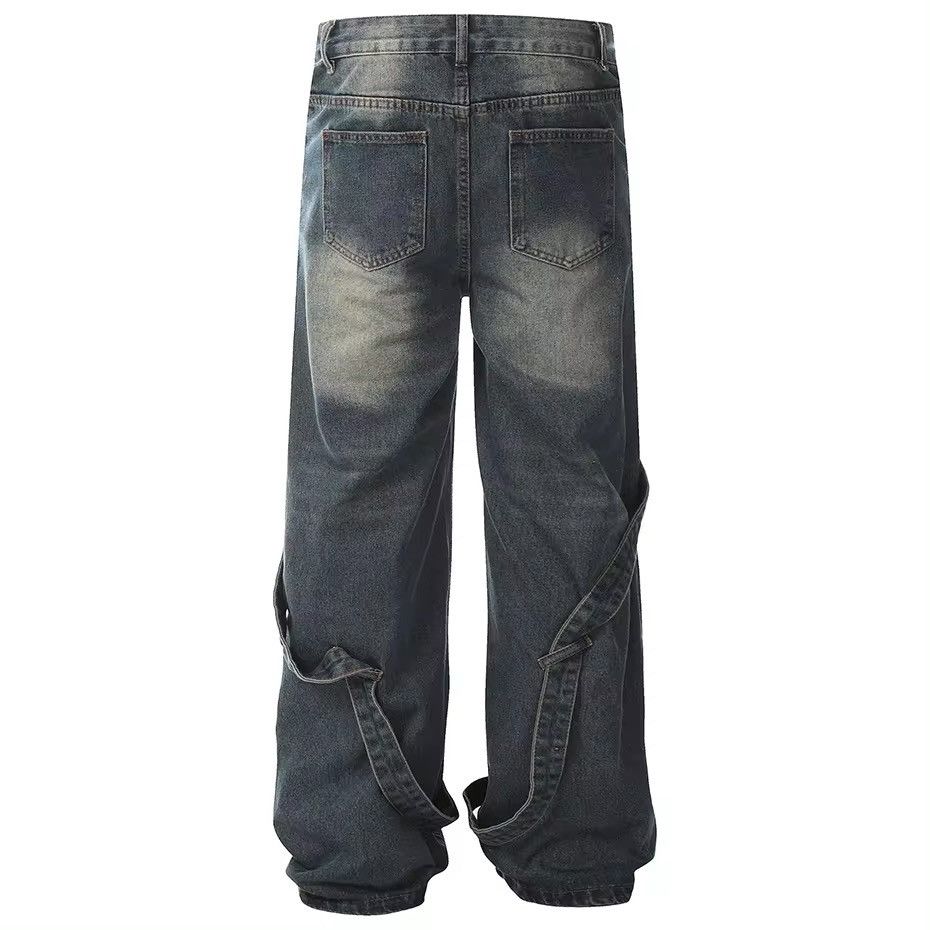 Designer × Vintage Design Hip Hop Baggy Washed Retro Loose Jeans y2k Size US 35 - 3 Thumbnail