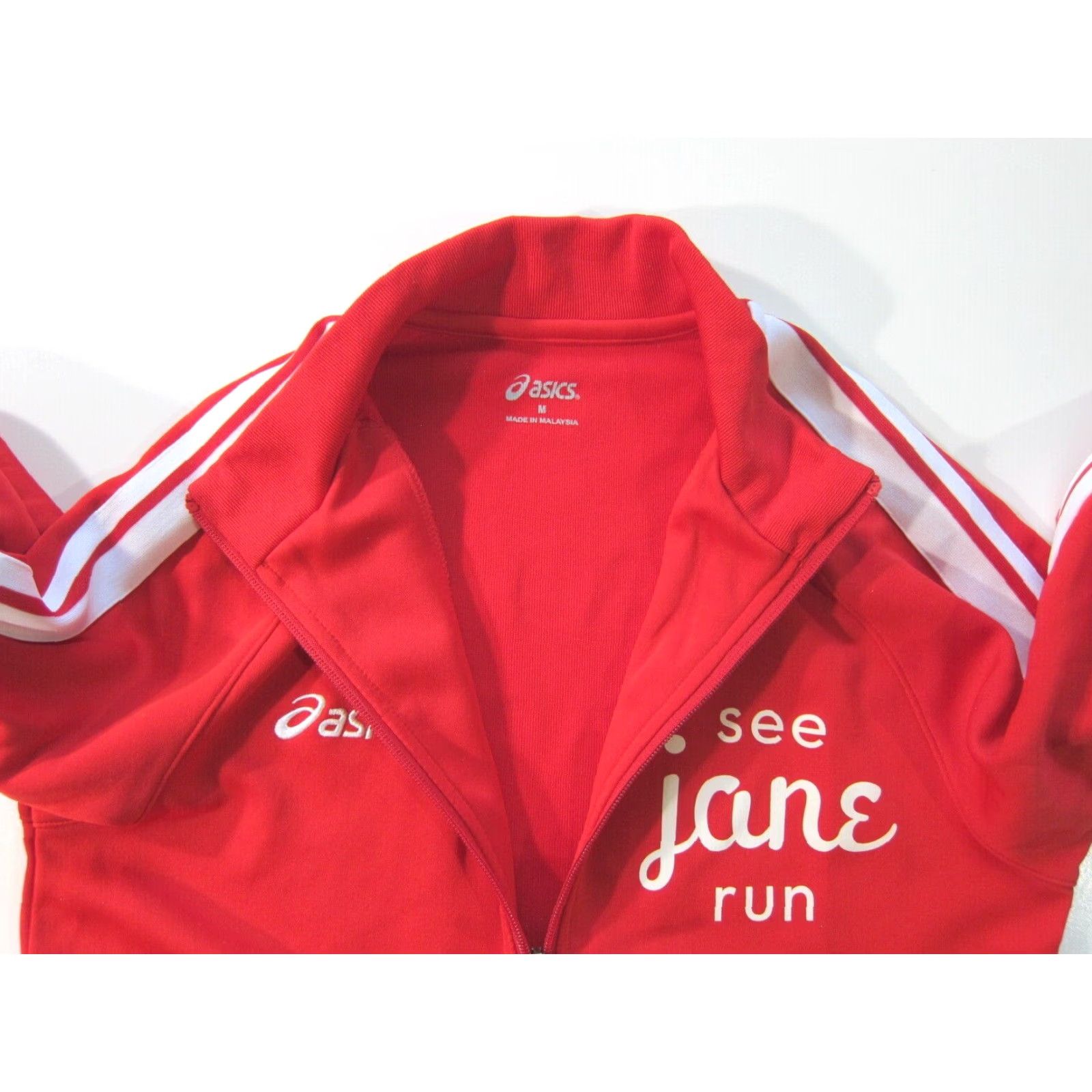 Asics Asics See Jane Run Red White Stretch Zip Pocket Windbreaker Track Jacket Women M Size M / US 6-8 / IT 42-44 - 5 Thumbnail