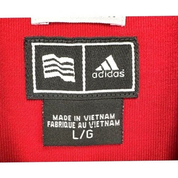 Adidas Adidas Sweatshirt Mens Large Red Quarter Zip Pullover Logo Stretch Knit Cotton Polyester Spandex Size US L / EU 52-54 / 3 - 5 Thumbnail