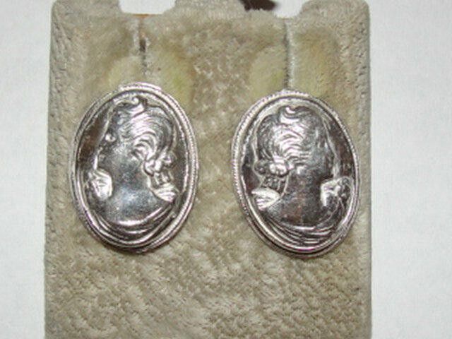 Handmade Sterling Silver Art Nouveau Inspired Cameo Earrings Size ONE SIZE - 1 Thumbnail