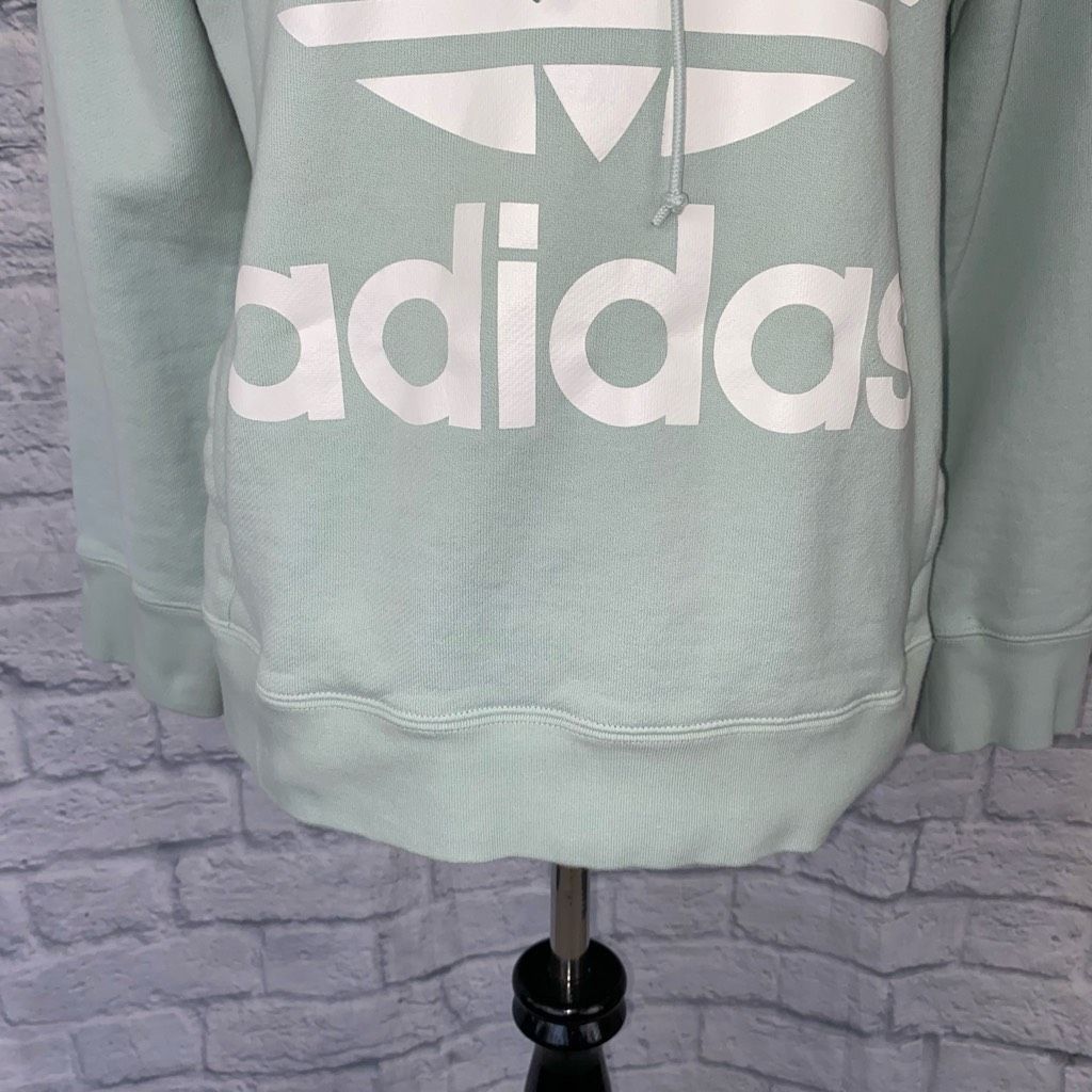 Adidas Adidas graphic print pullover hoodie w/front pocket mint gre Size S / US 4 / IT 40 - 2 Thumbnail