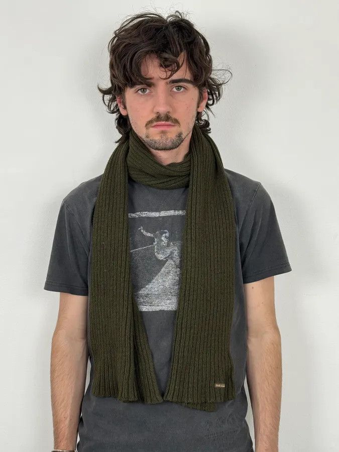 Dolce & Gabbana AW2003 Dolce & Gabbana Khaki Wool Ribbed Knit Scarf Size ONE SIZE - 2 Thumbnail