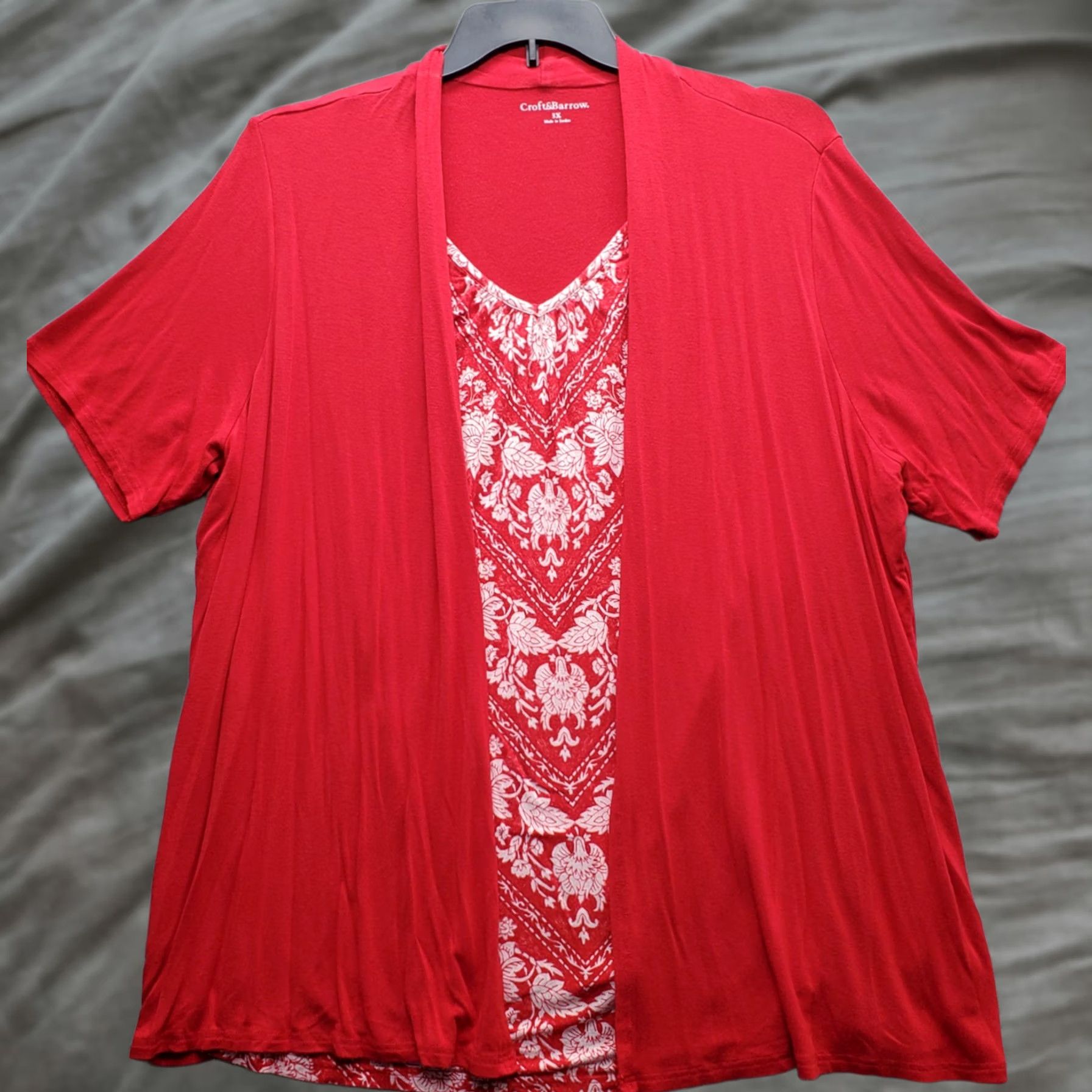 Croft & Barrow Croft & Barrow Blouse Womens 3X Floral Short Sleeve Stretch Open Front V-Neck Multicolor Shirt Womens Size 3X Size XXL / US 16-18 / IT 52-54 - 1 Thumbnail