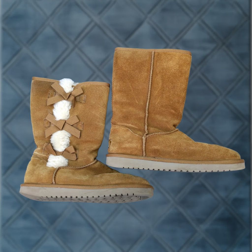 Vintage Koolaburra by UGG Boots Womens Size 9 Suede Tall Sheepskin Bow Winter 1015875 Size US 9 / IT 39 - 1 Thumbnail