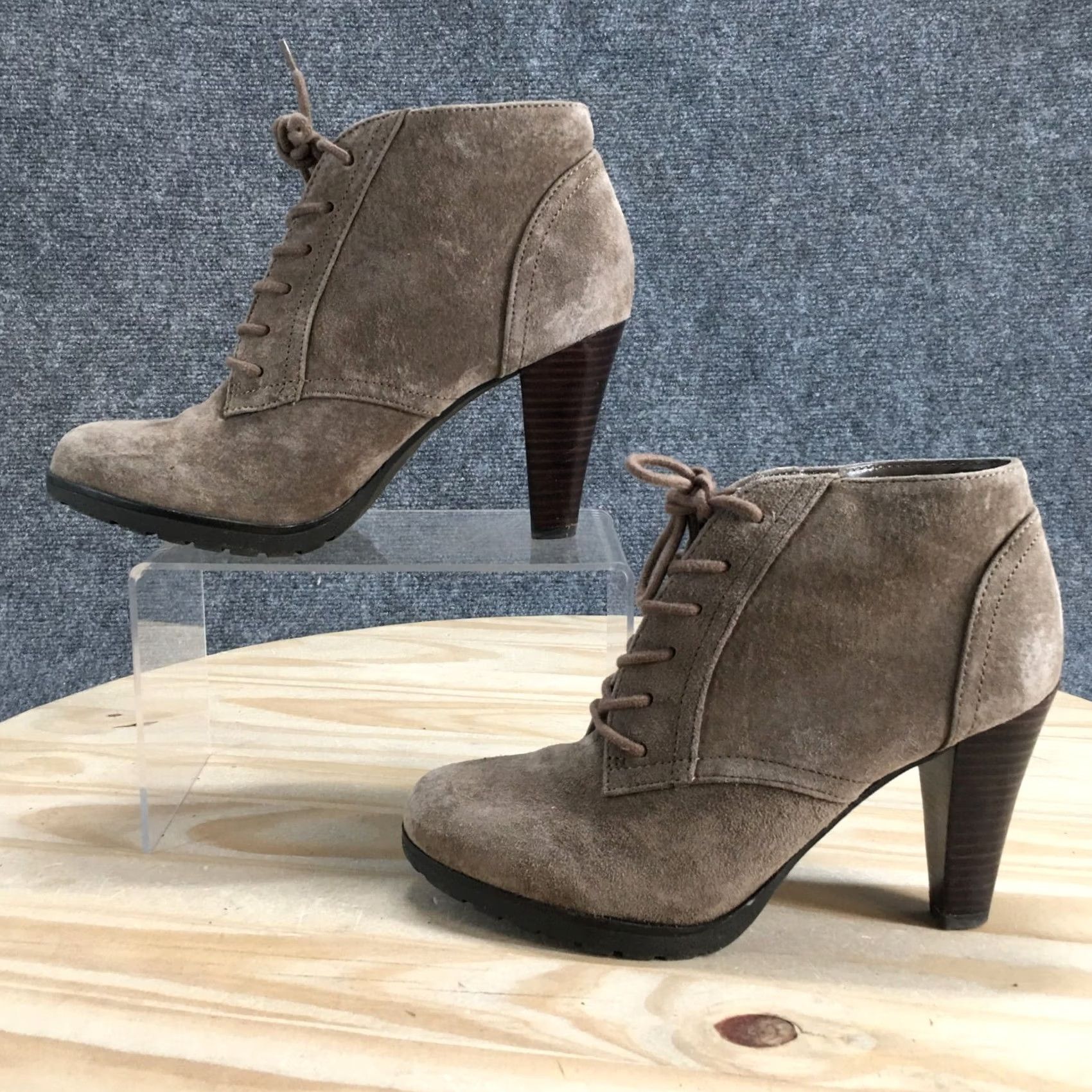 Vintage White Mountain Boots Womens 6 M Sugarbabe Ankle Bootie Beige Leather Cone Heels Boots Size US 6 / IT 36 - 2 Thumbnail