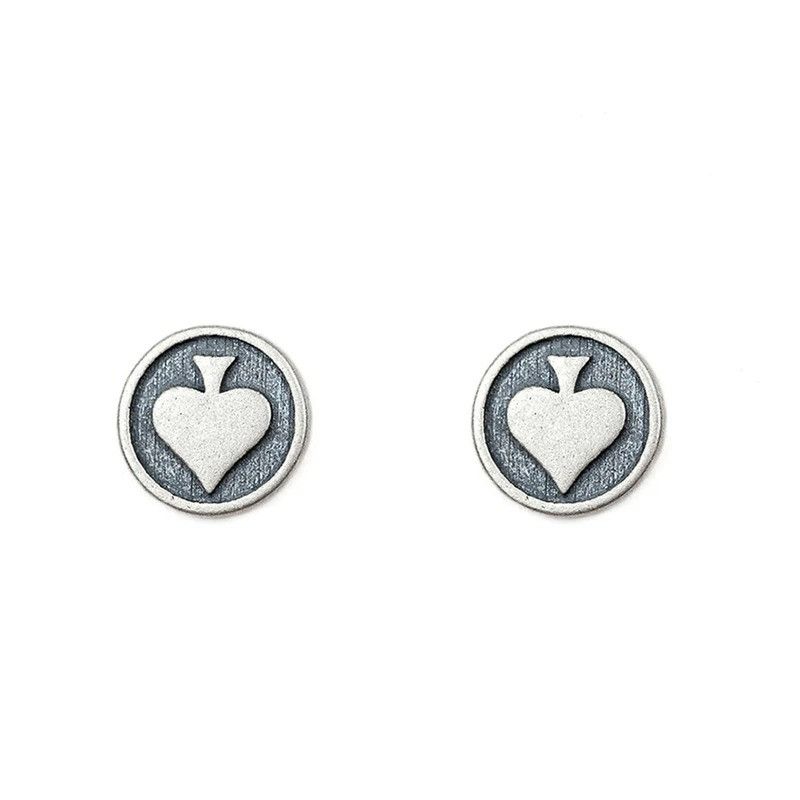 Jewelry Round Spade Stud Earrings 925 Sterling Silver Ear Gift Size ONE SIZE - 6 Thumbnail