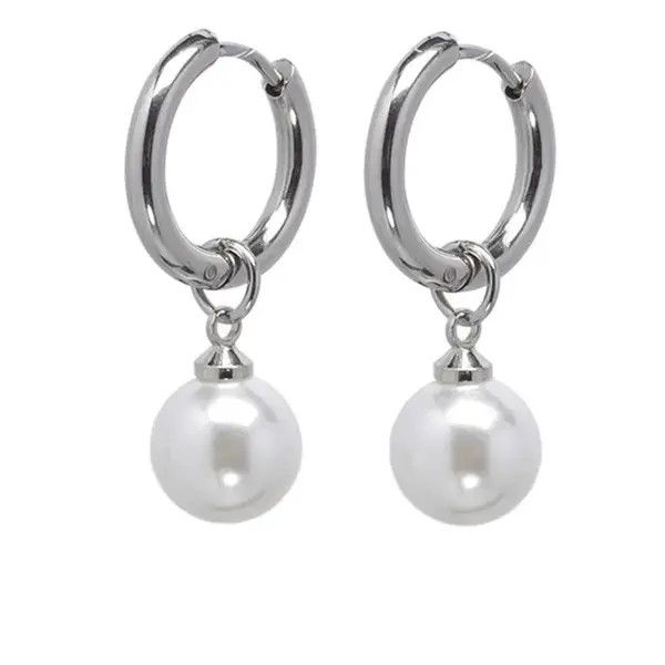 Japanese Brand × Vintage Punk Circle Round Pearl Hoop Earring Size ONE SIZE - 3 Thumbnail
