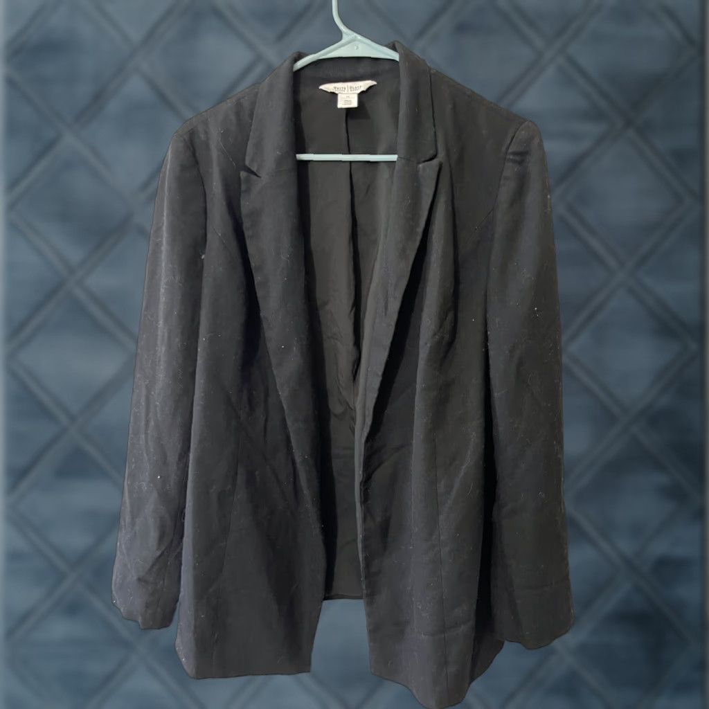 White House Black Market WHITE HOUSE BLACK MARKET Jacket 12 Black Open Front Collared Long Sleeves Size XL / US 12-14 / IT 48-50 - 1 Thumbnail