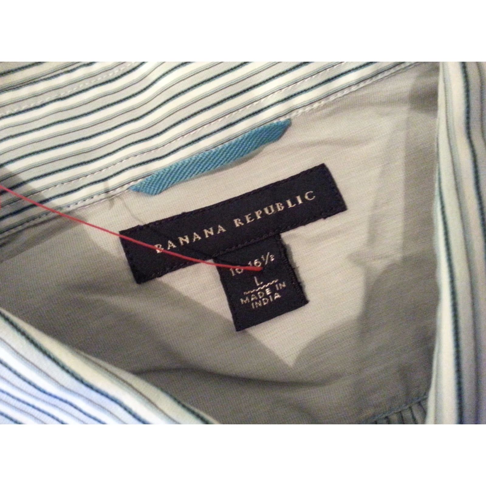 Banana Republic VINTAGE Banana Republic Dress Shirt Blue Stripes 16.5 1/2 L Cotton Long Sleeve Mens Size 46R - 4 Thumbnail