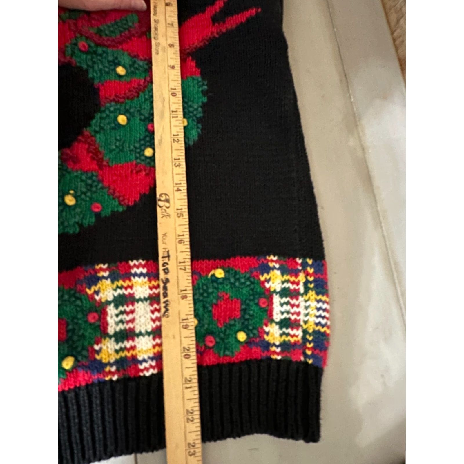 Vintage VINTAGE Westbound Sweater Women's Medium Black Solid Christmas Heavyweight Knit Crew Neck Long Sleeve Crochet Embroidered Pullover Size M / US 6-8 / IT 42-44 - 6 Thumbnail
