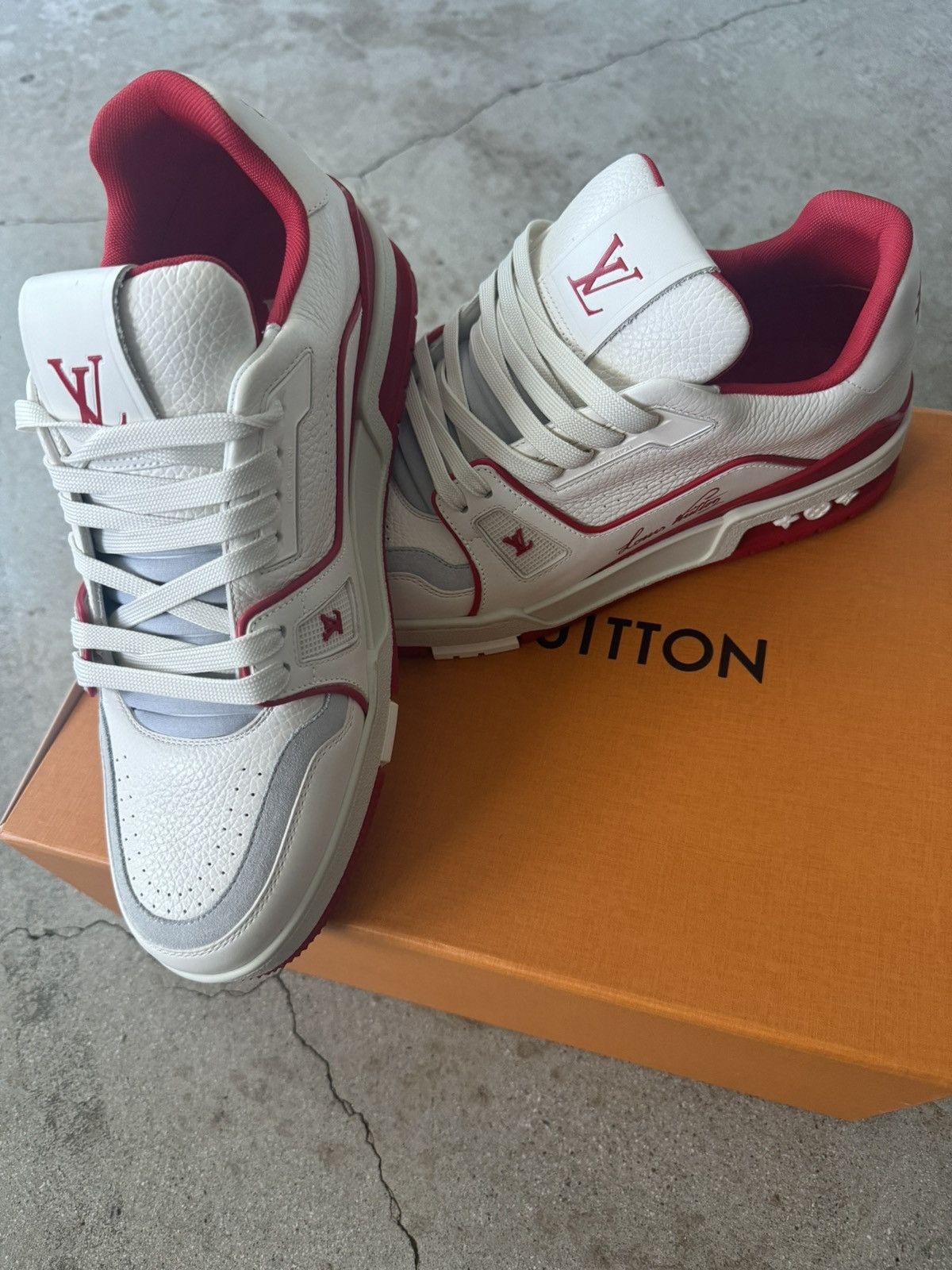 Louis Vuitton LOUIS VUITTON RED TRAINER SNEAKER SHOE (FITS 8.5-9) Size US 7 / EU 40 - 2 Thumbnail