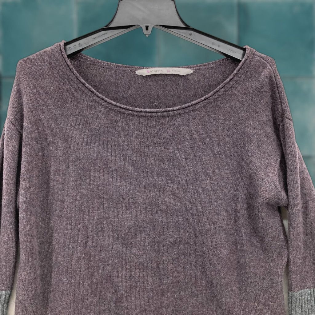 Athleta Athleta Merino Wool Nopa Sweater Women's XS Purple Boho Ribbed Sleeves Pullover Casual Knit Shirt Size XS / US 0-2 / IT 36-38 - 1 Thumbnail