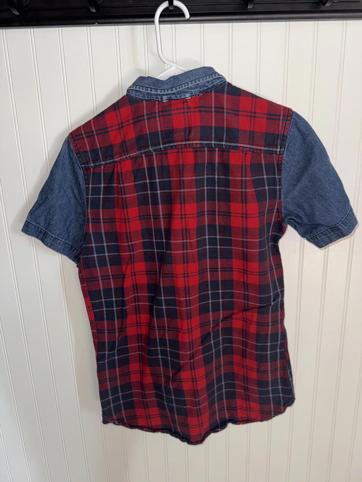 Modern Amusement Modern Amusement Men's Short Sleeve Plaid and Denim Shirt, S Size US S / EU 44-46 / 1 - 2 Thumbnail