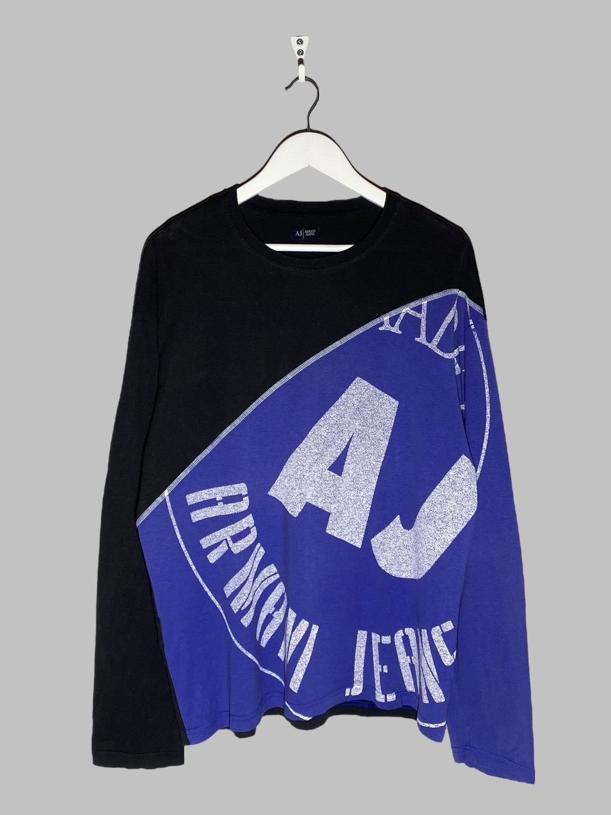 Armani 🔥 Y2K ARMANI JEANS LOGO LONGSLEEVE FUTURE-FORWARD CLUB VIBES Size US XL / EU 56 / 4 - 1 Thumbnail