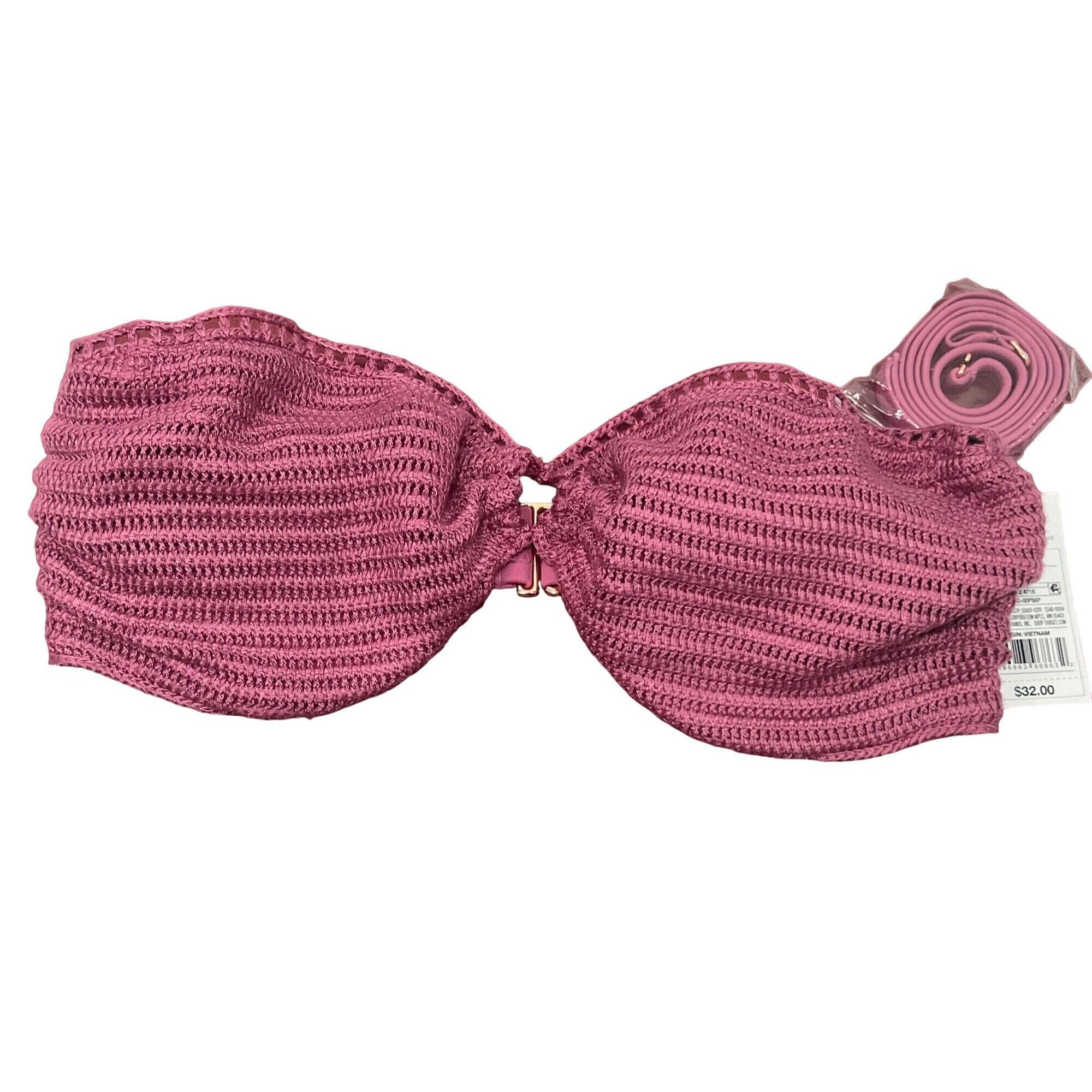 Other Shade & Shore - Women's Crochet Bandeau Bikini Top - Pink - Size ONE SIZE - 4 Thumbnail