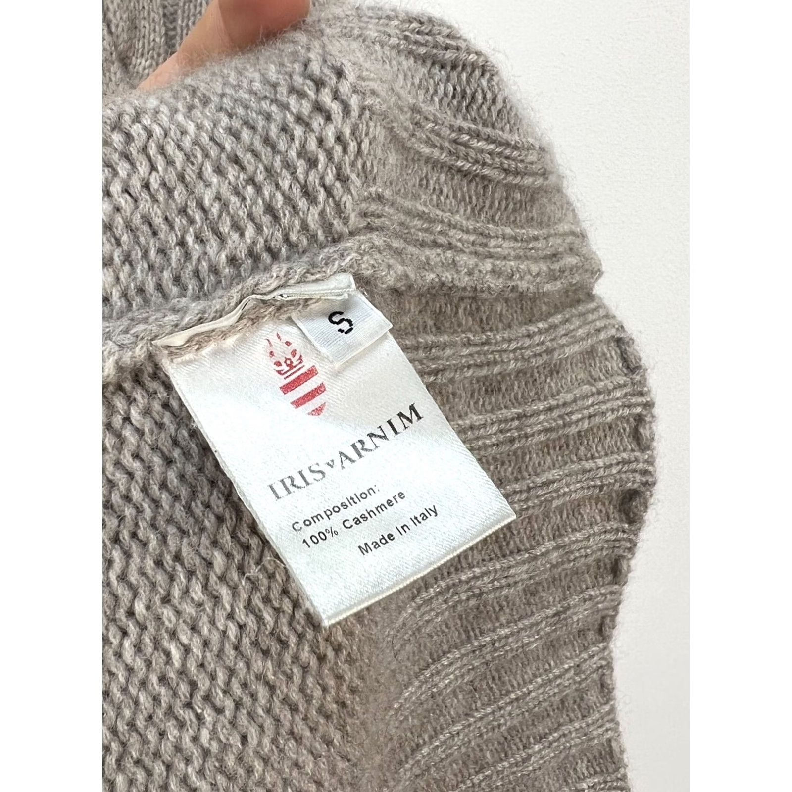 Vintage Iris Von Arnim Sweater Cardigan Women S Cashmere Cable-Knit Knit Long Sleeve Casual Fall Winter Beige Some brown Size S / US 4 / IT 40 - 6 Thumbnail