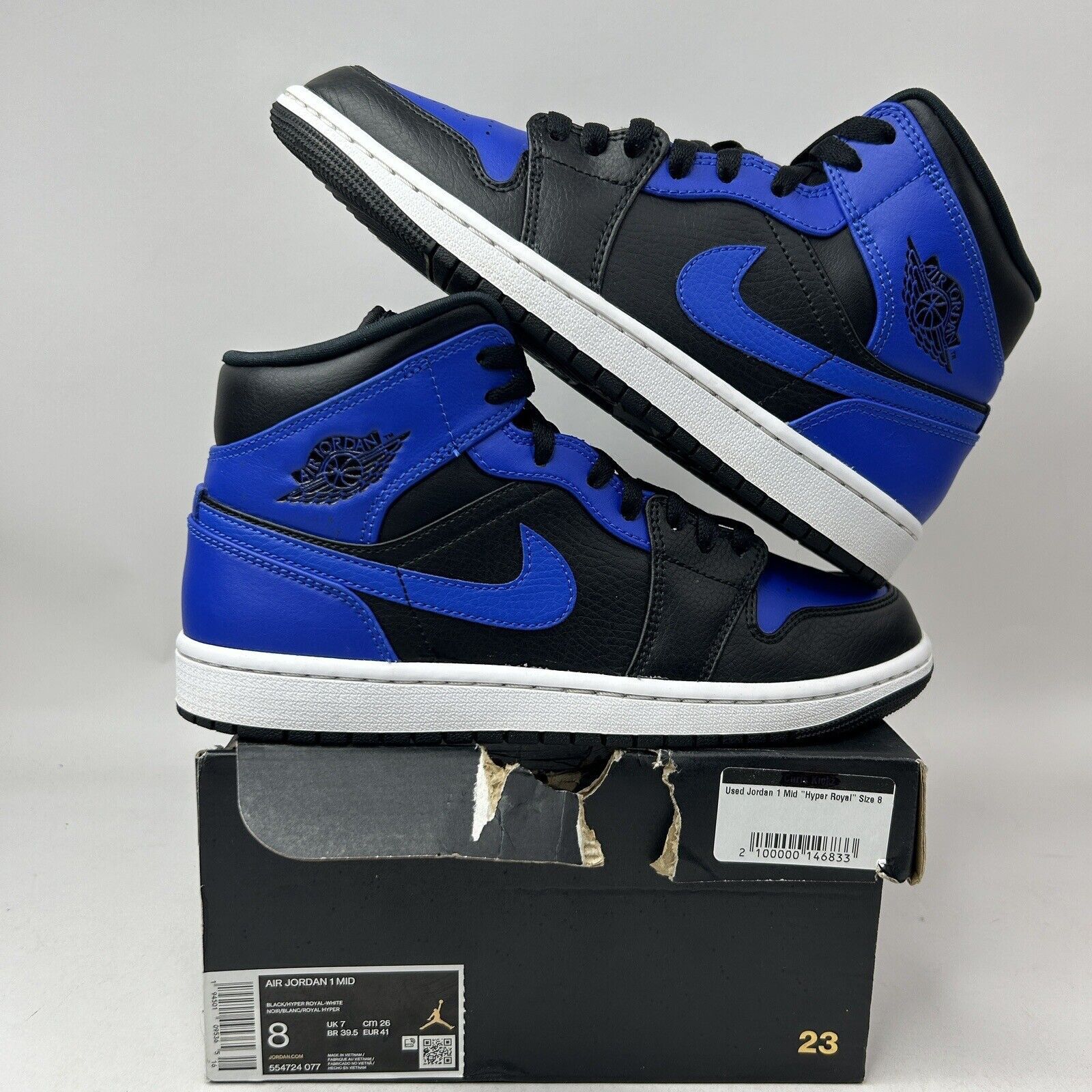 Nike Nike Air Jordan 1 Mid Retro “Hyper Royal” 2023 Size US 8 / EU 41 - 1 Thumbnail