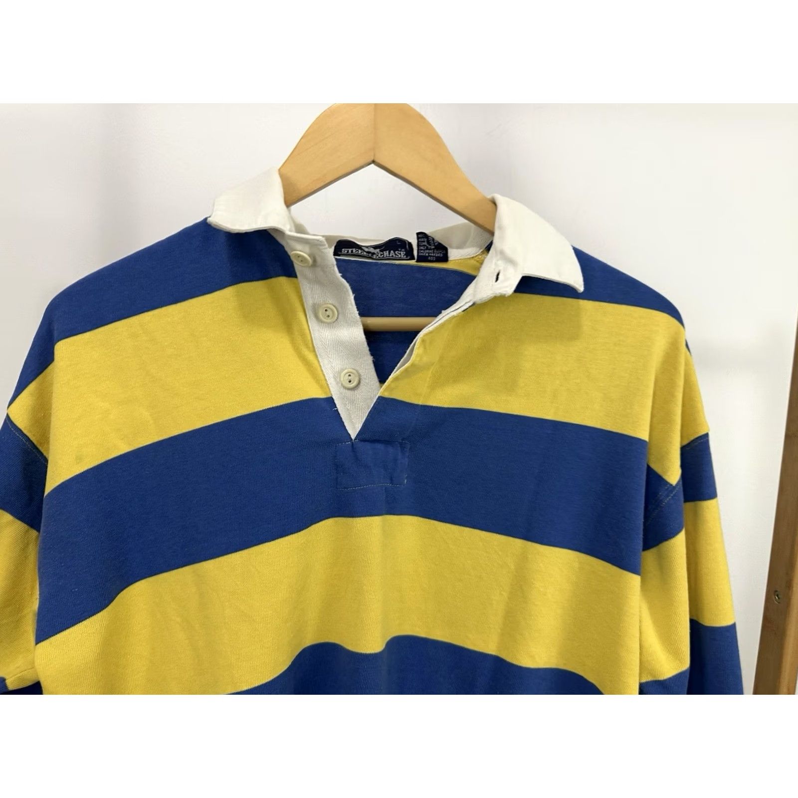 Vintage VTG 80s Steeplechase Yellow Blue Kanye Long Sleeve Polo Rugby Size L Mens Size US L / EU 52-54 / 3 - 4 Thumbnail