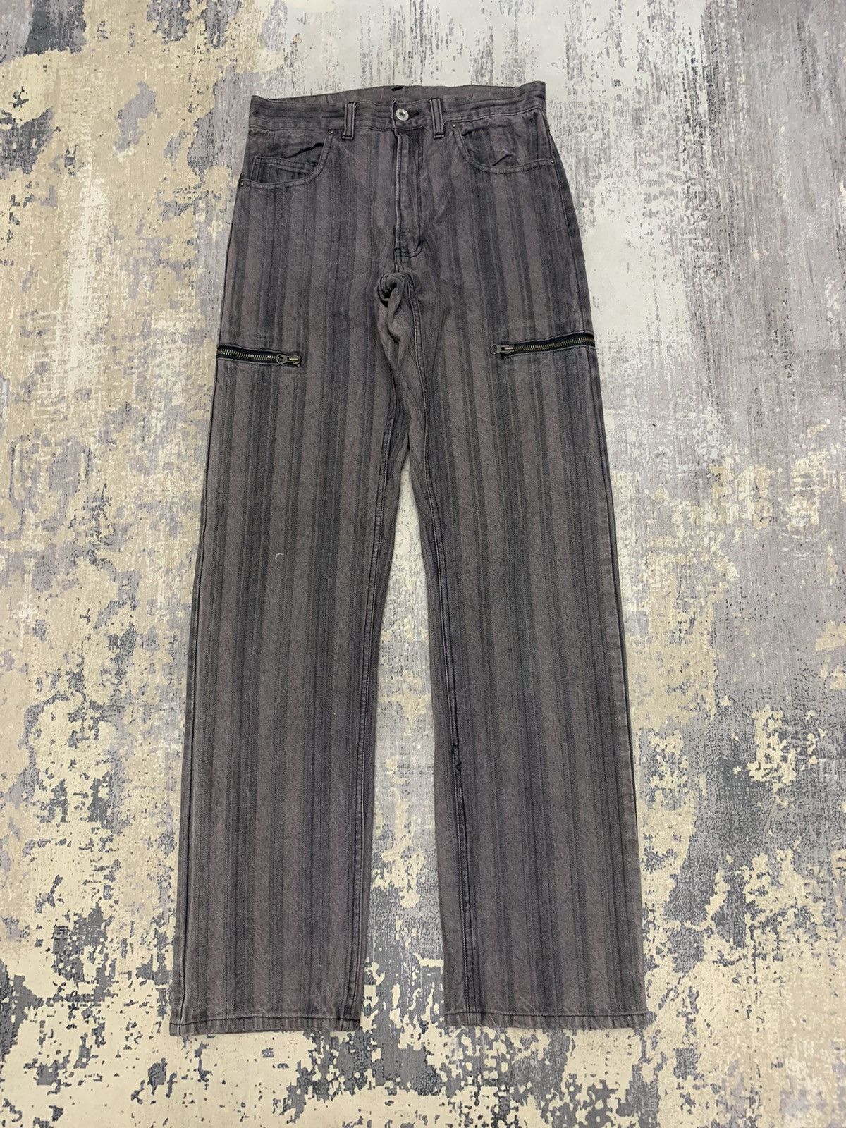Japanese Brand Archive PPFM Striped Twill Cargo Zipper Pockets Pants Size US 29 - 1 Thumbnail