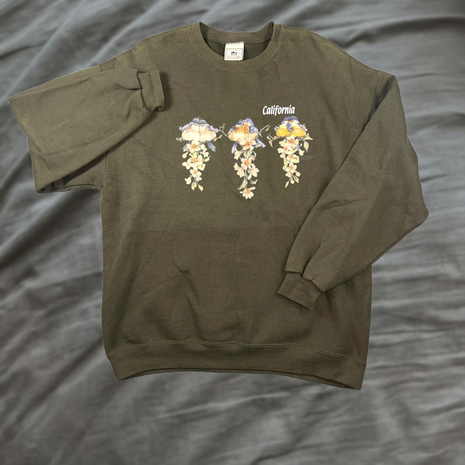 Lee VINTAGE Lee Sweatshirt Mens Large Green California Birds Flowers Heavyweight Size US L / EU 52-54 / 3 - 1 Thumbnail