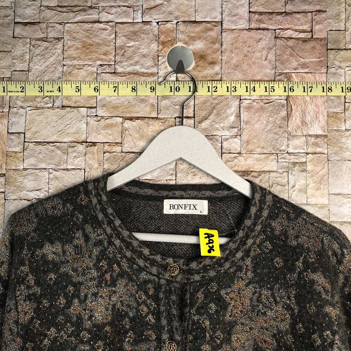 Homespun Knitwear × Japanese Brand Ronflix Brown Patterned Cardigan #A926 Size L / US 10 / IT 46 - 4 Thumbnail